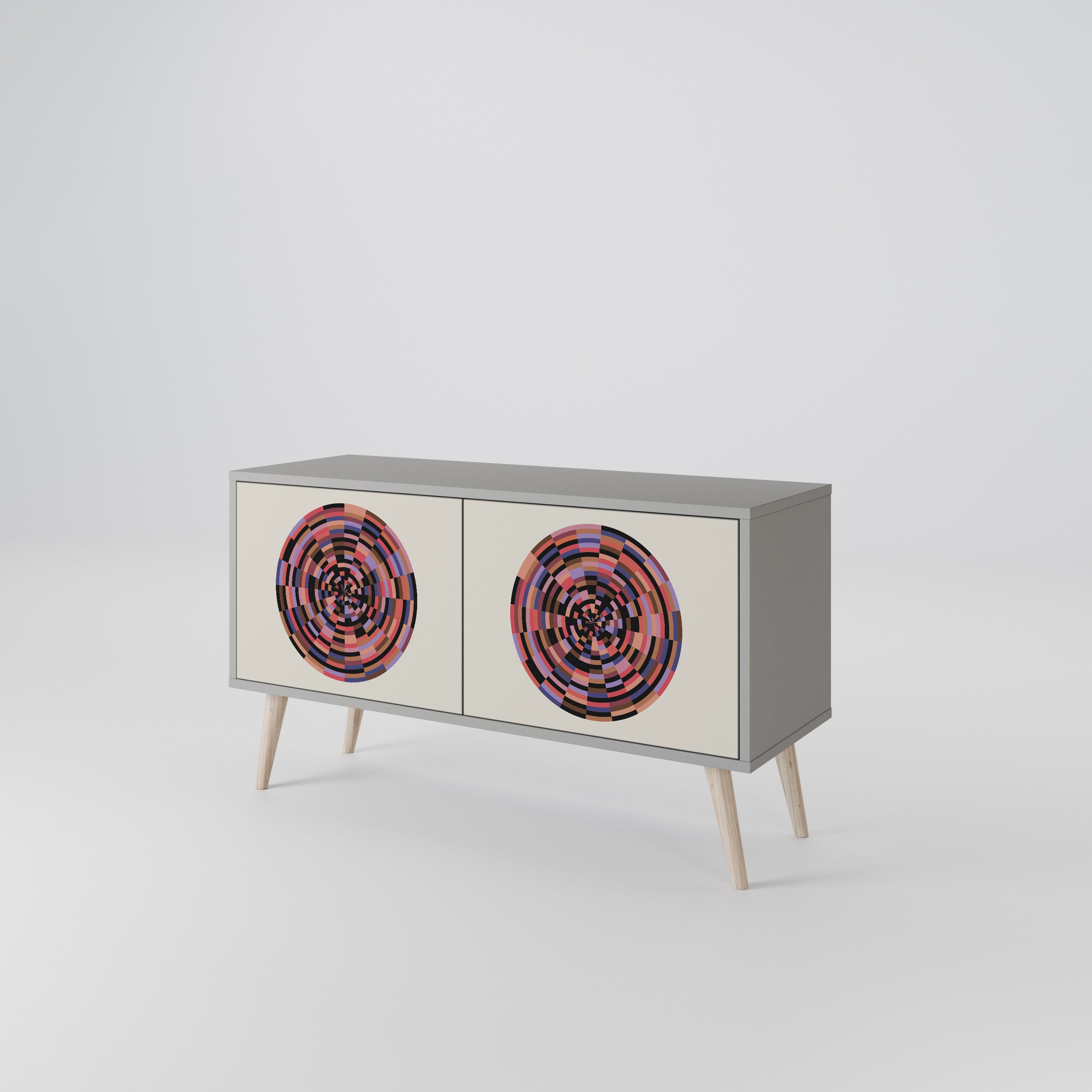 BROWN CIRCLES Móvel de TV Compacto de 2 Portas