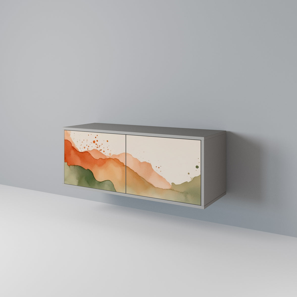 WATERCOLOUR PEAKS Móvel de TV Compacto de 2 Portas