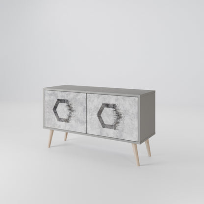 HEXAGONAL FIGURES Móvel de TV Compacto de 2 Portas