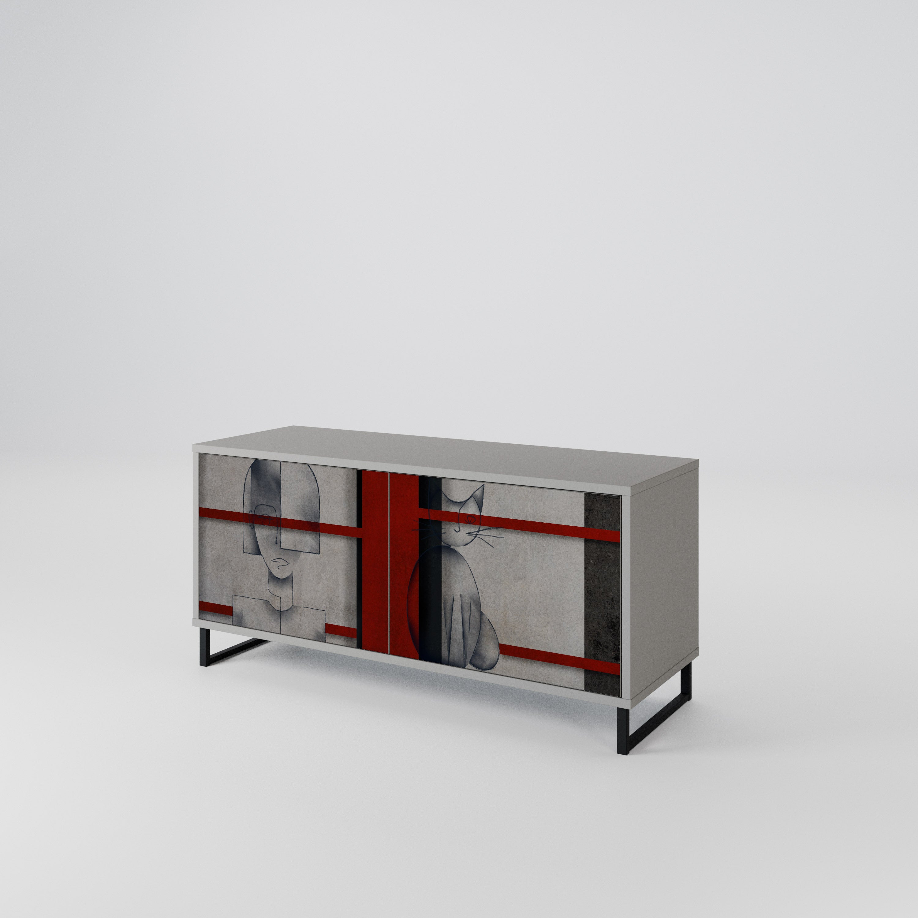 GRAY FIGURES Compact 2-Door TV Cabinet