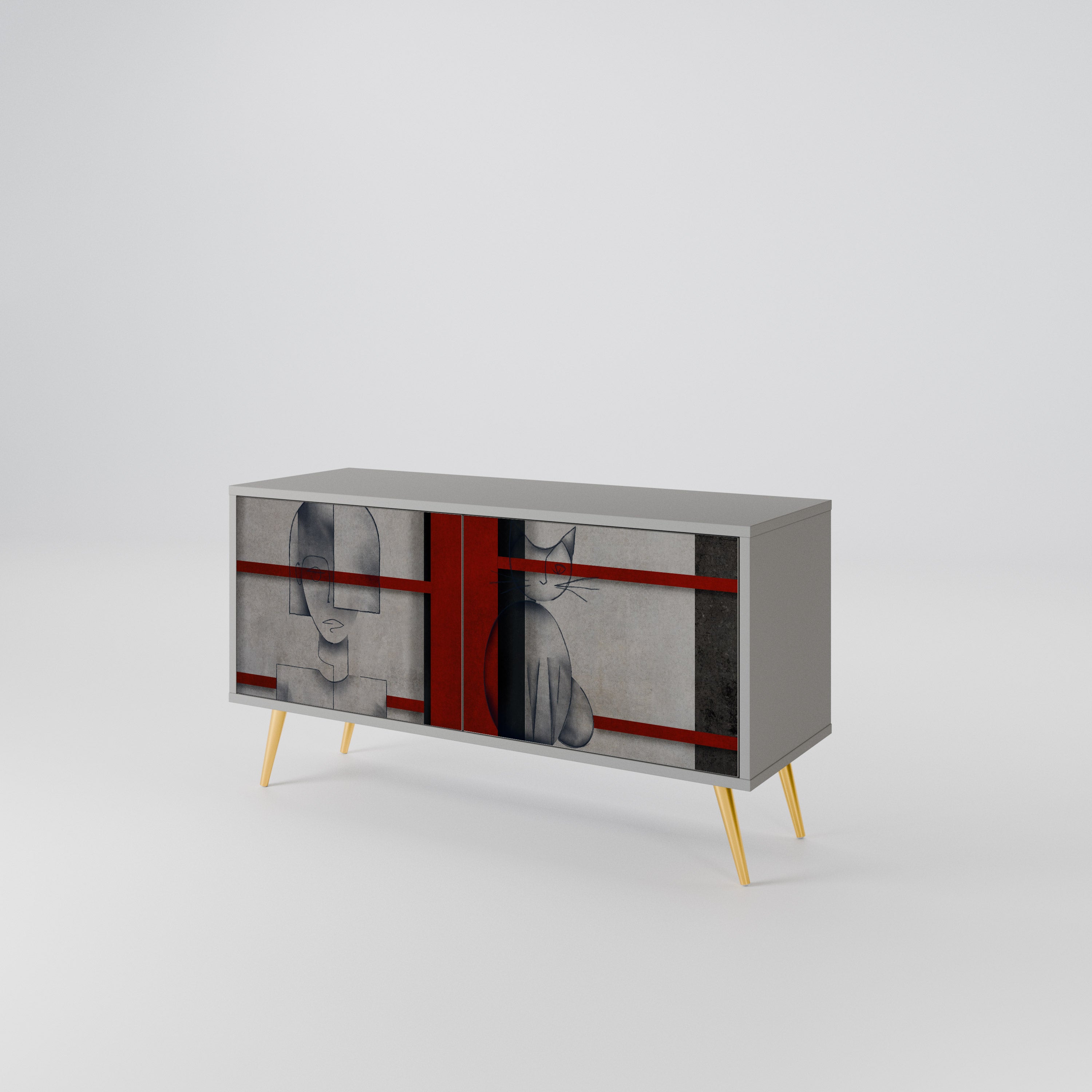 GRAY FIGURES Compact 2-Door TV Cabinet