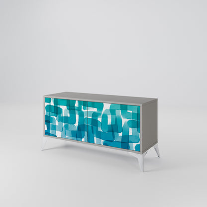 TURQUOISE RECTANGLES Móvel de TV Compacto de 2 Portas