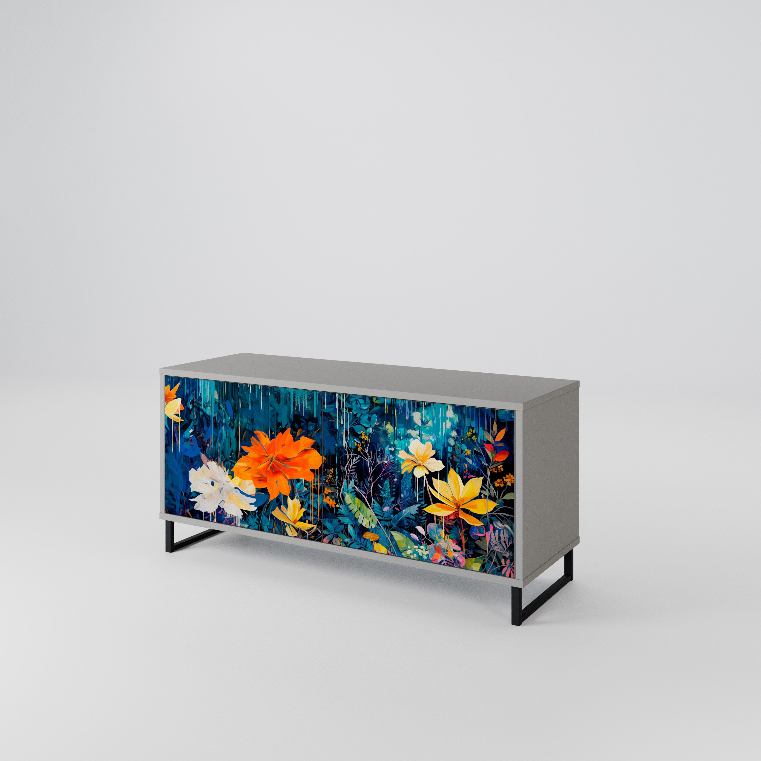 MIDNIGHT BLOSSOM Compact 2-Door TV Cabinet
