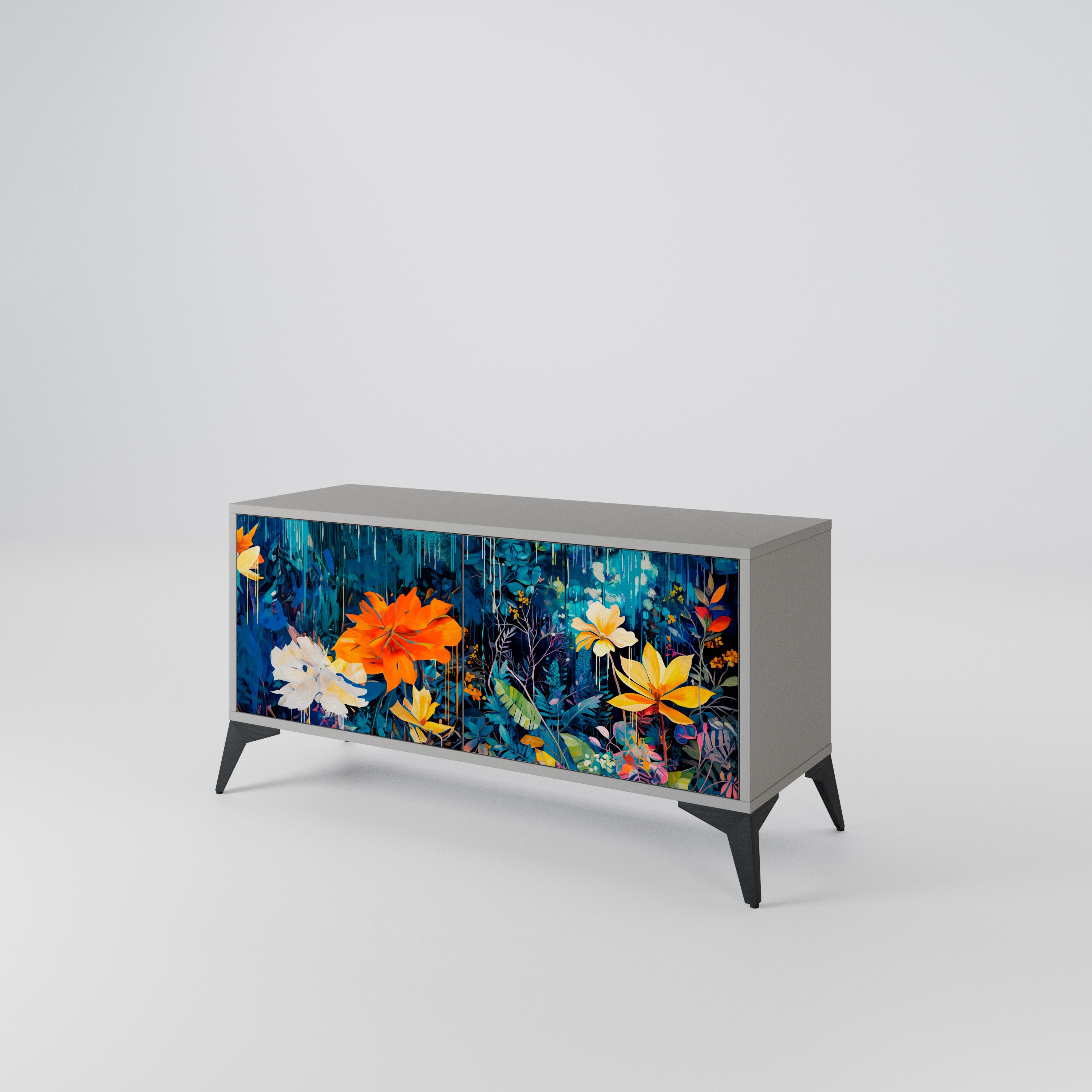 MIDNIGHT BLOSSOM Compact 2-Door TV Cabinet