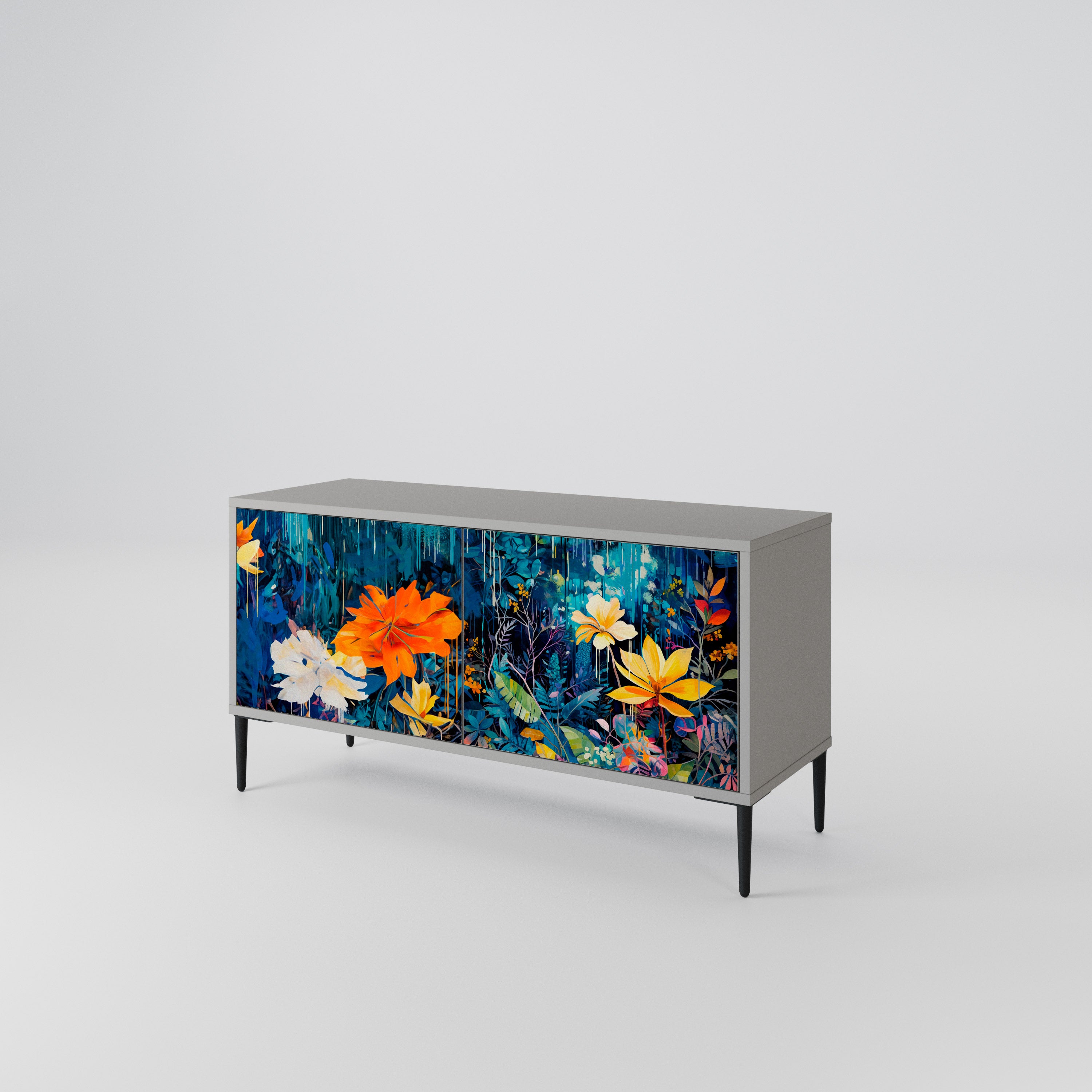 MIDNIGHT BLOSSOM Compact 2-Door TV Cabinet