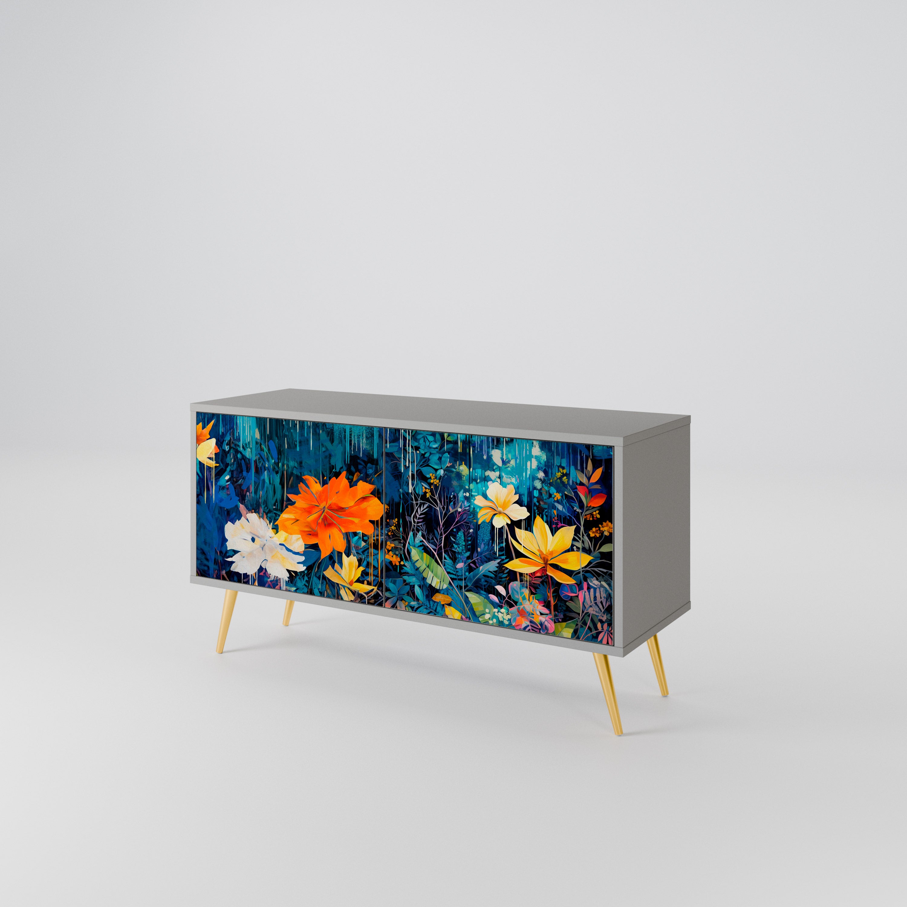 MIDNIGHT BLOSSOM Compact 2-Door TV Cabinet