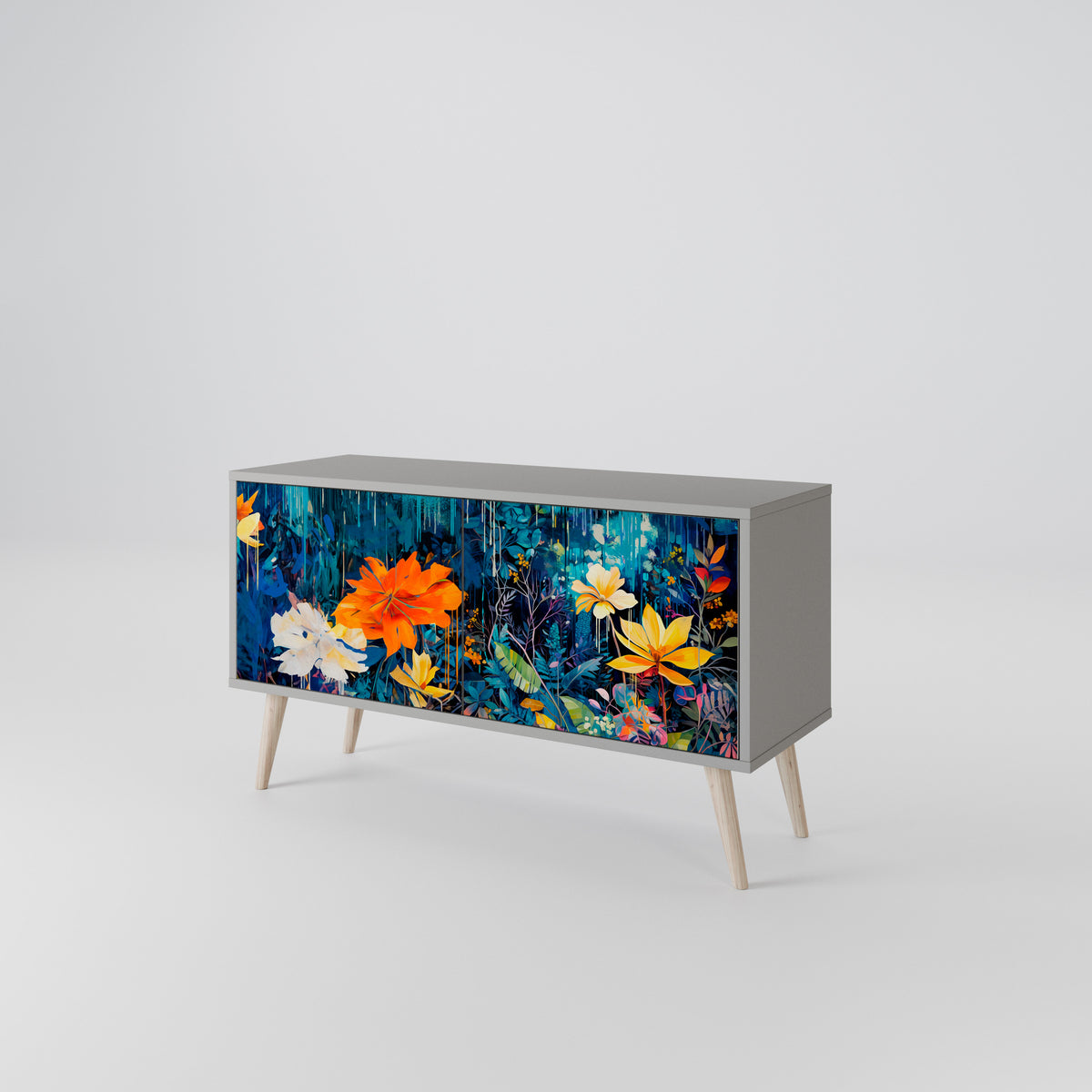 MIDNIGHT BLOSSOM Móvel de TV Compacto de 2 Portas