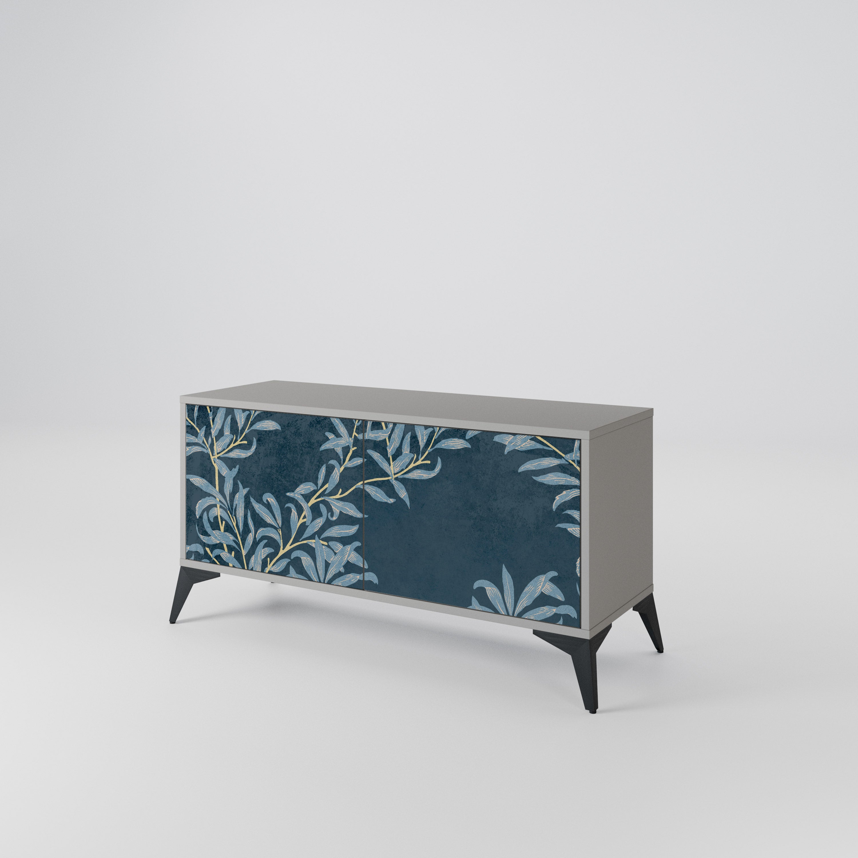 BLUE LEAVES Compact 2-Door TV Cabinet