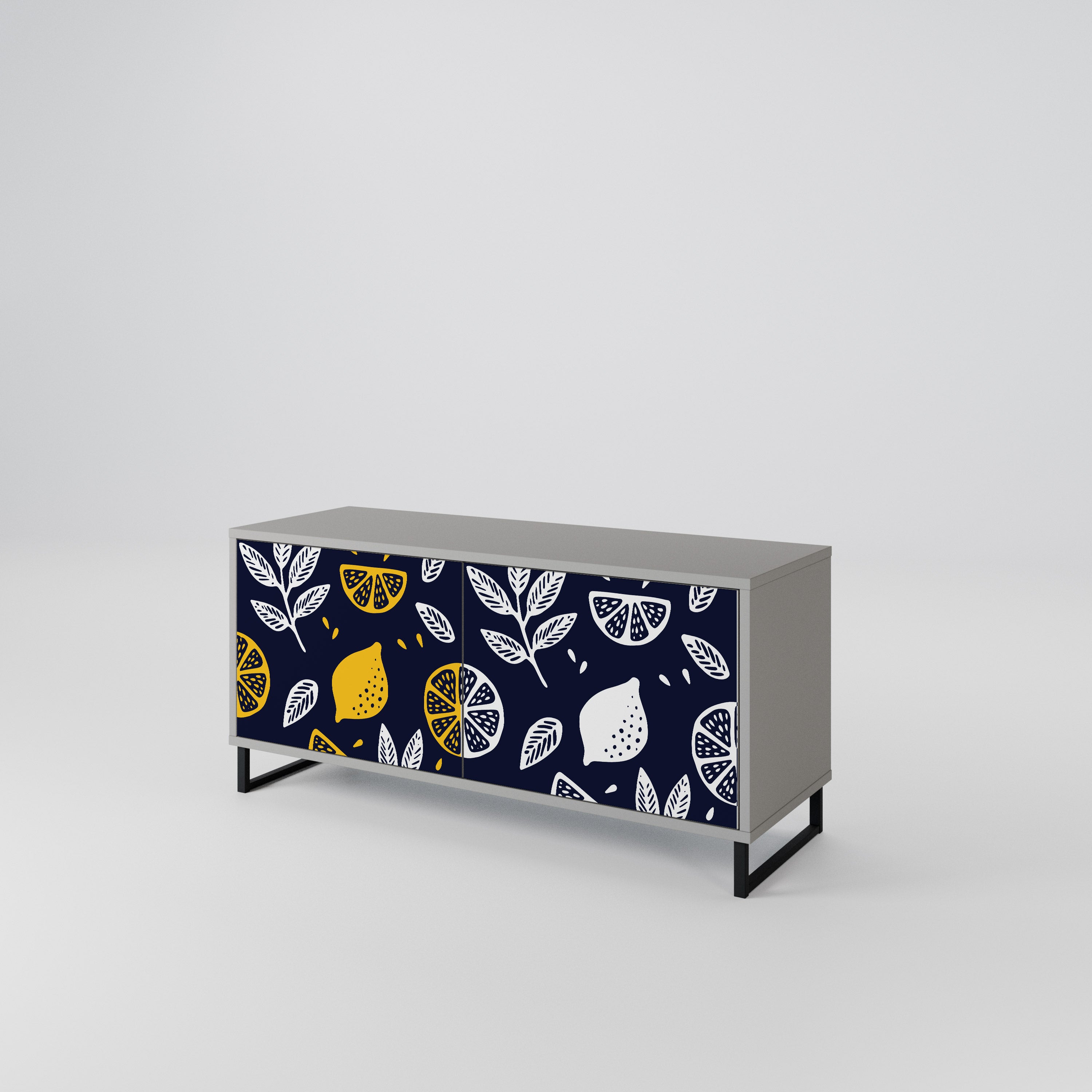 CITRUS BLACK AND WHITE Móvel de TV Compacto de 2 Portas