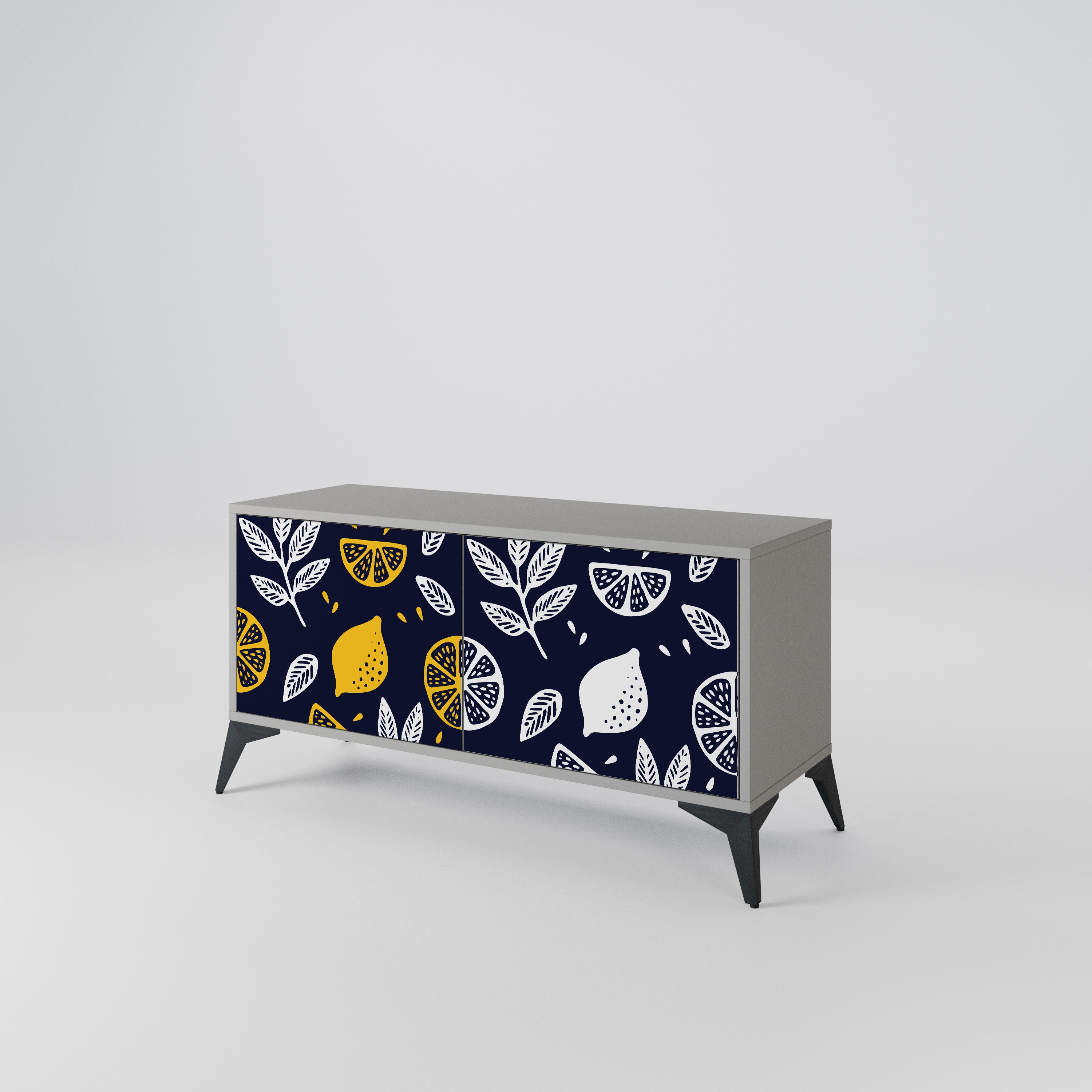 CITRUS BLACK AND WHITE Móvel de TV Compacto de 2 Portas