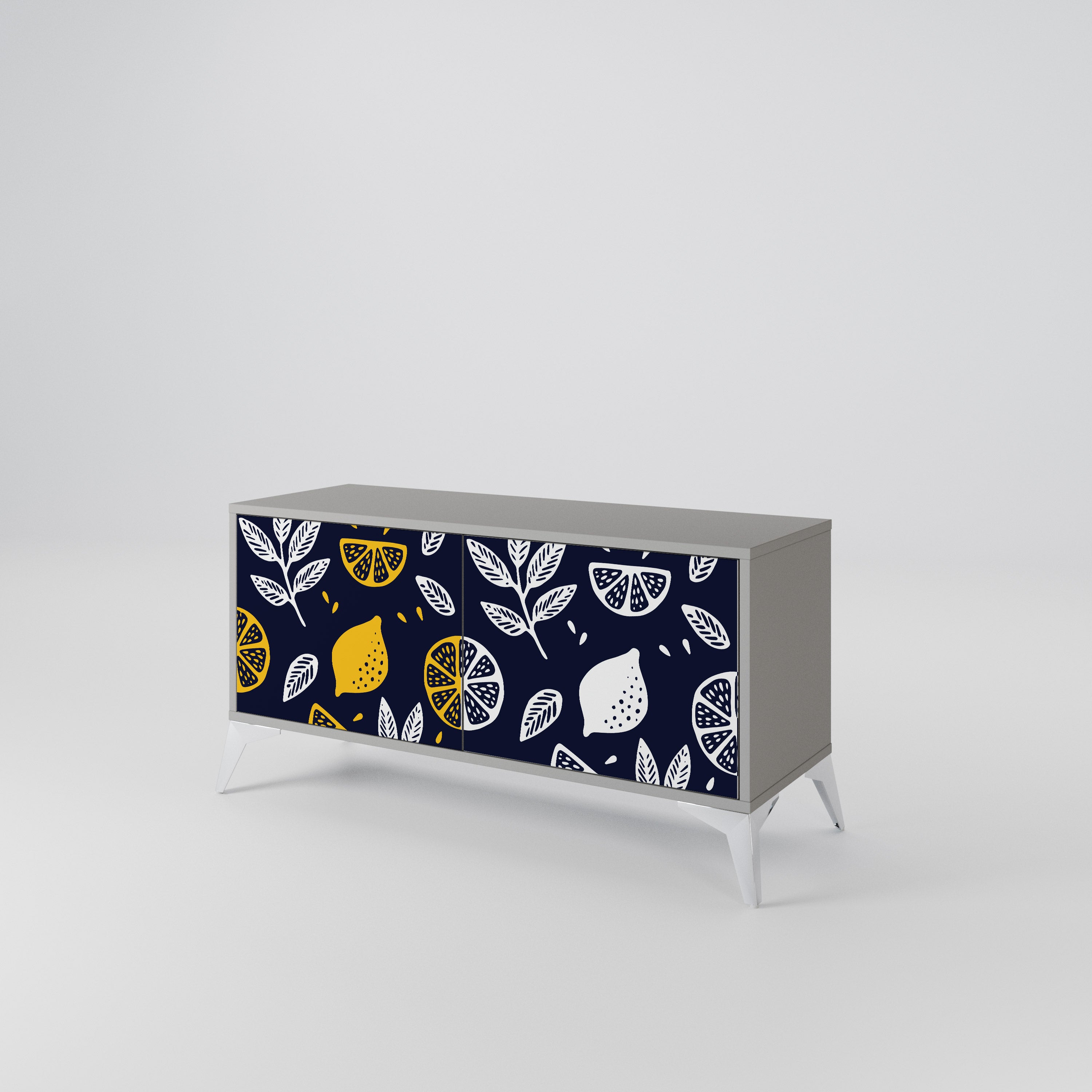 CITRUS BLACK AND WHITE Móvel de TV Compacto de 2 Portas