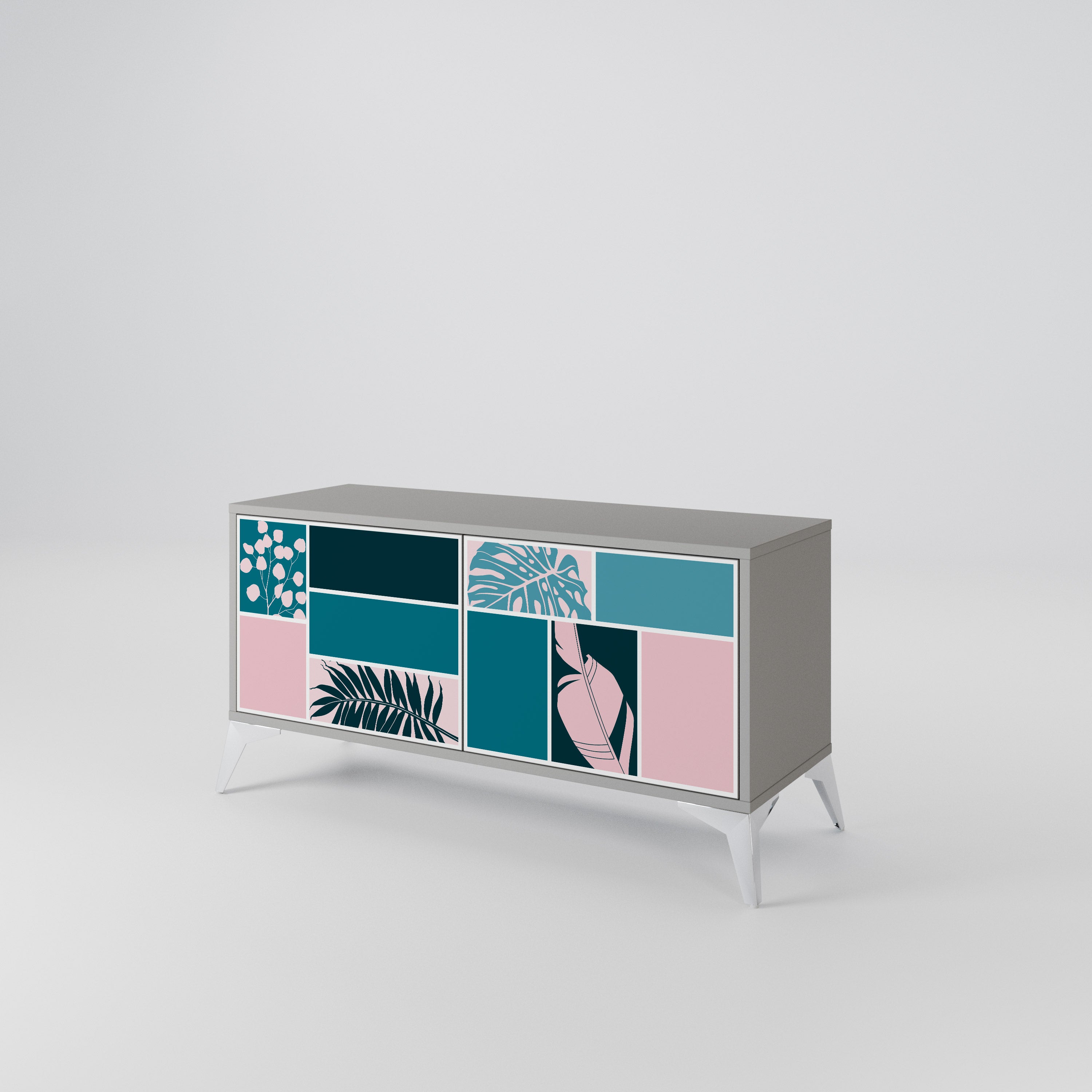 COMBINATION OF SHAPES Compact 2-Door TV Cabinet