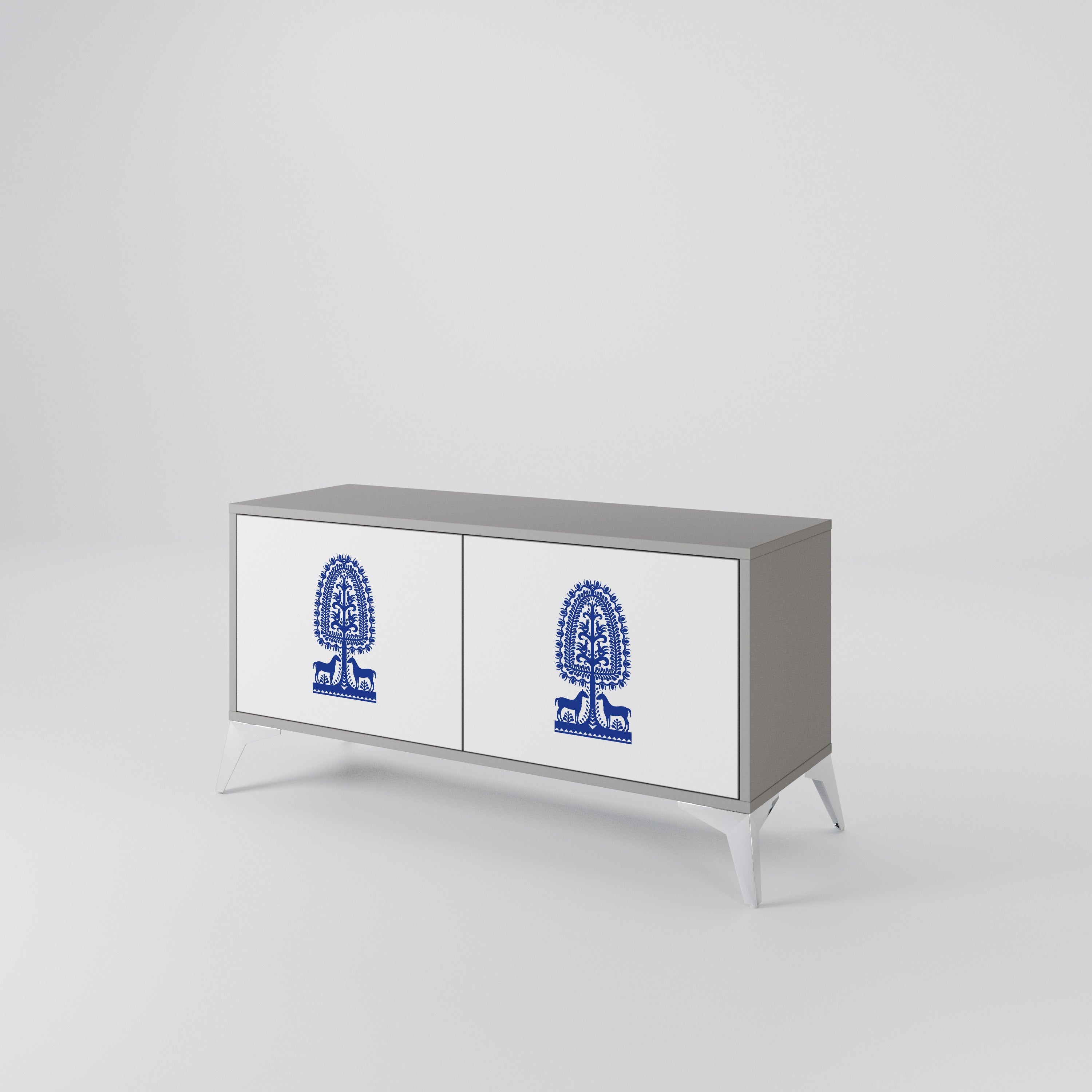 POLISH FOLK ART Compact 2-Door TV Cabinet