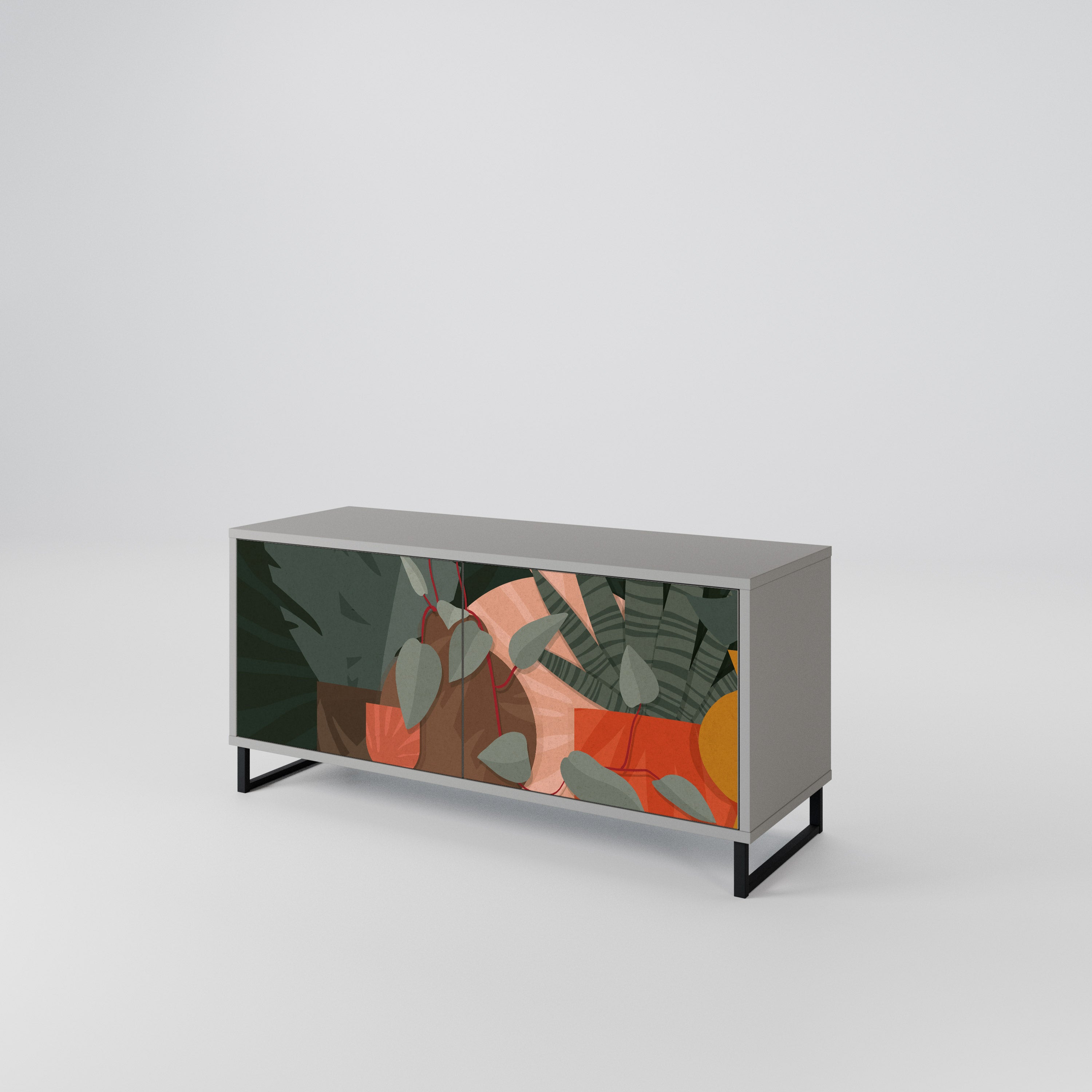 TROPICAL COMPOSITION Compact 2-Door TV Cabinet