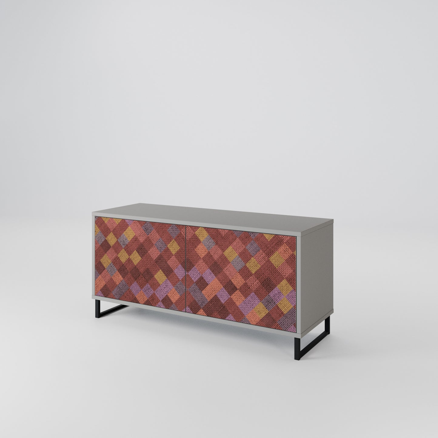 PAINTED SQUARES Compact 2-Door TV Cabinet