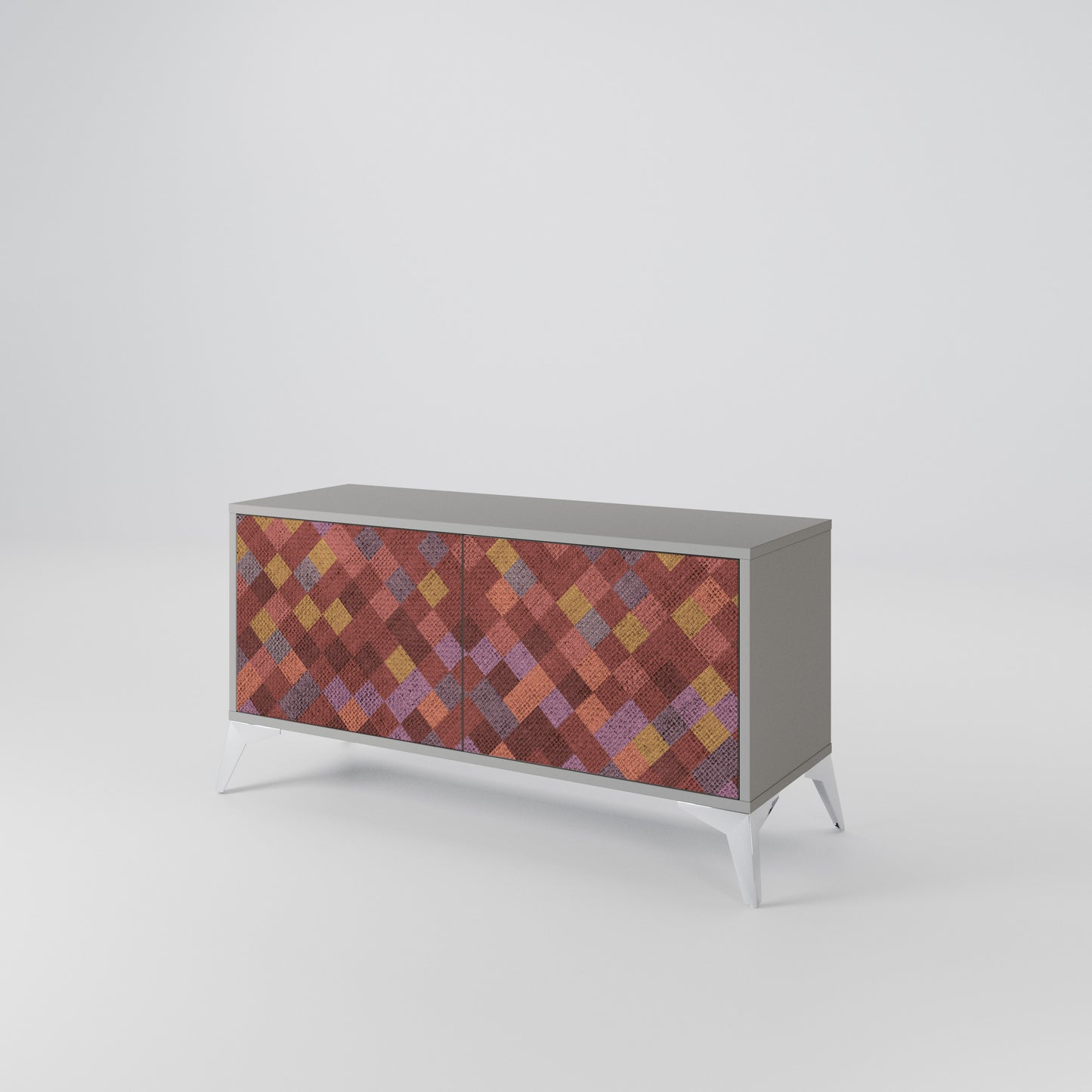 PAINTED SQUARES Compact 2-Door TV Cabinet