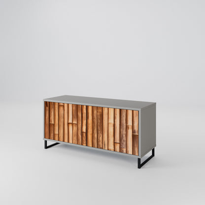 NATURAL WOOD Móvel de TV Compacto de 2 Portas