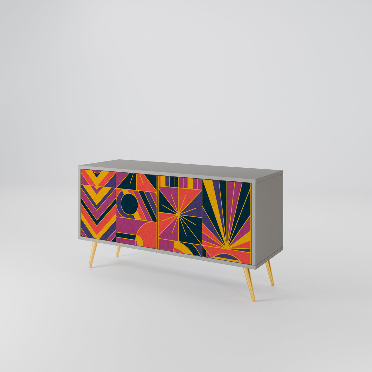 ELECTRIC PATTERNS Compact 2-Door TV Cabinet