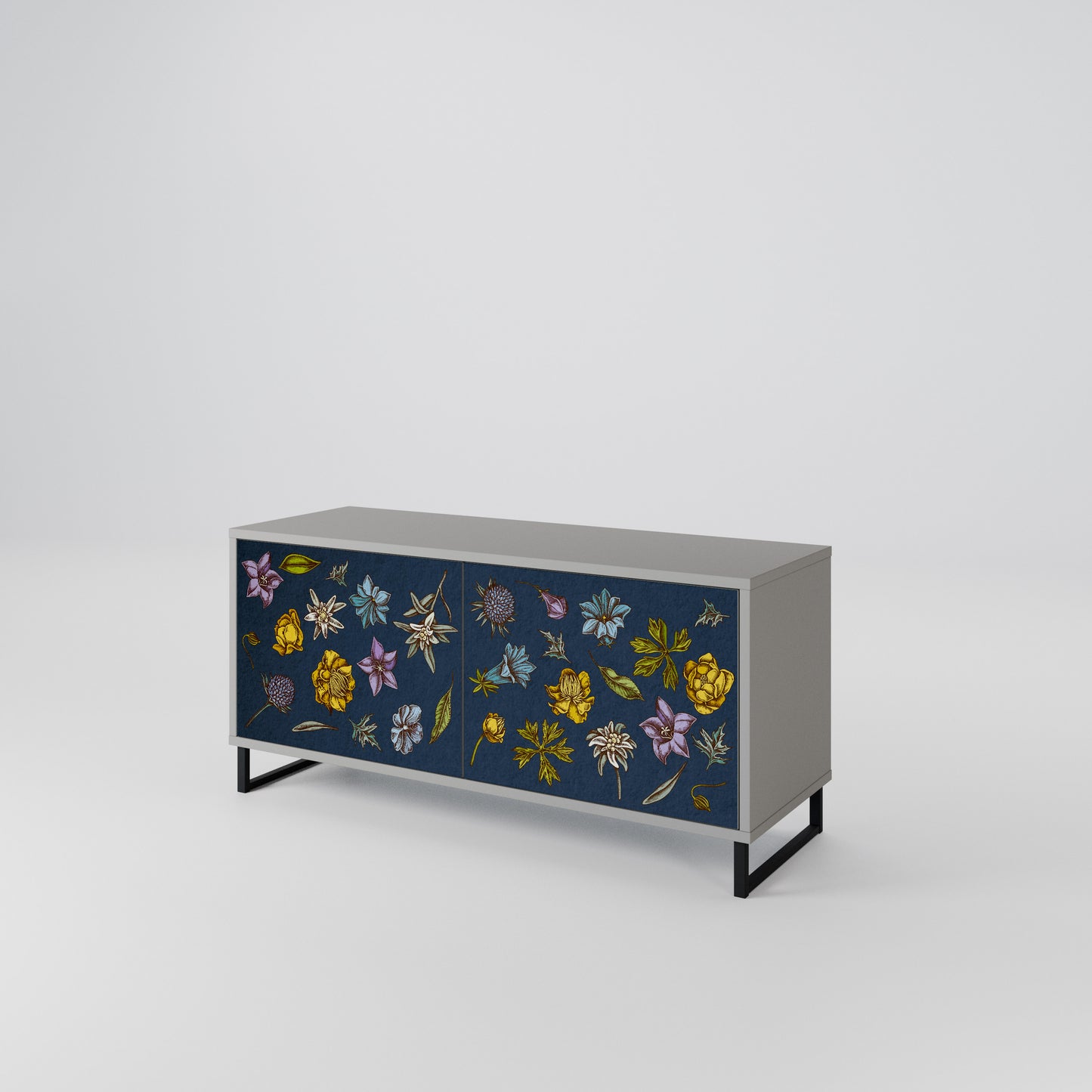 FLOWERS ON NAVY BLUE Móvel de TV Compacto de 2 Portas