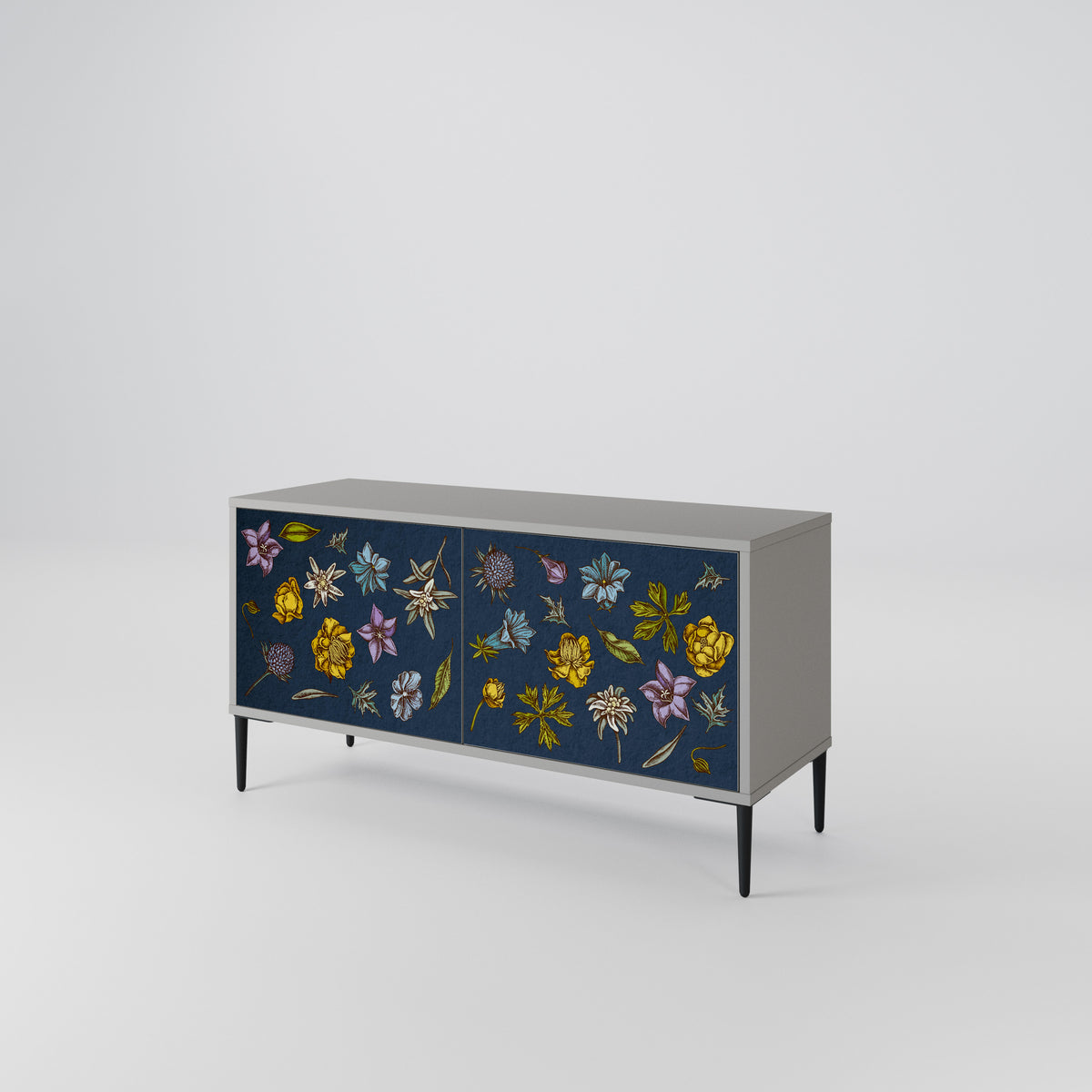 FLOWERS ON NAVY BLUE Móvel de TV Compacto de 2 Portas