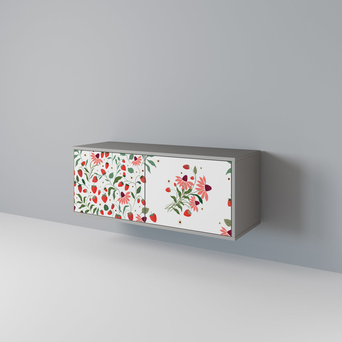 FLOWERS AND STRAWBERRIES Móvel de TV Compacto de 2 Portas