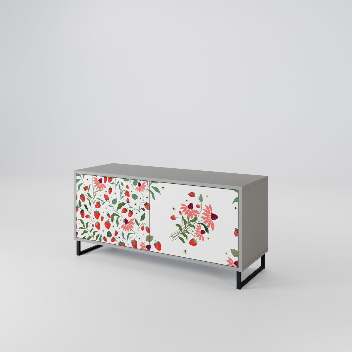 FLOWERS AND STRAWBERRIES Móvel de TV Compacto de 2 Portas