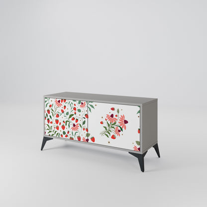 FLOWERS AND STRAWBERRIES Móvel de TV Compacto de 2 Portas