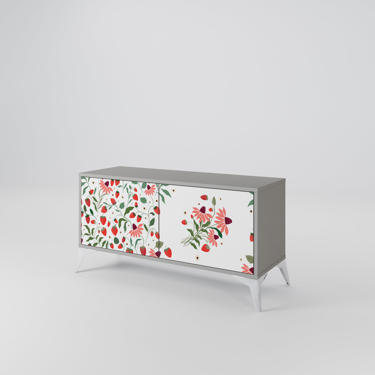 FLOWERS AND STRAWBERRIES Móvel de TV Compacto de 2 Portas