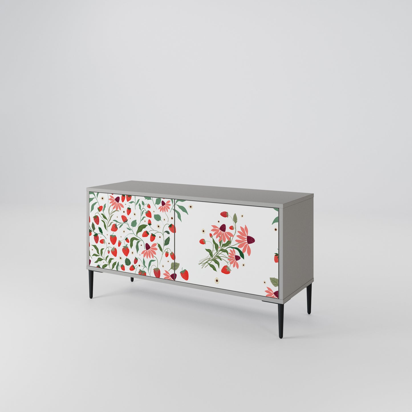 FLOWERS AND STRAWBERRIES Móvel de TV Compacto de 2 Portas