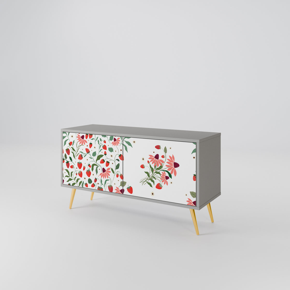 FLOWERS AND STRAWBERRIES Móvel de TV Compacto de 2 Portas