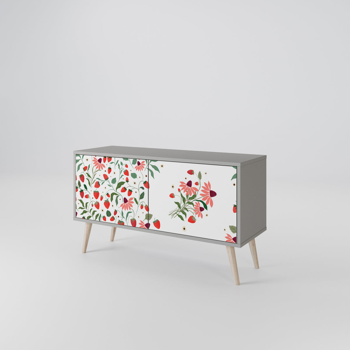 FLOWERS AND STRAWBERRIES Móvel de TV Compacto de 2 Portas