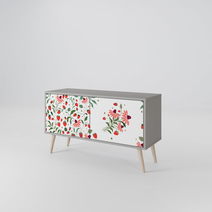 FLOWERS AND STRAWBERRIES Móvel de TV Compacto de 2 Portas