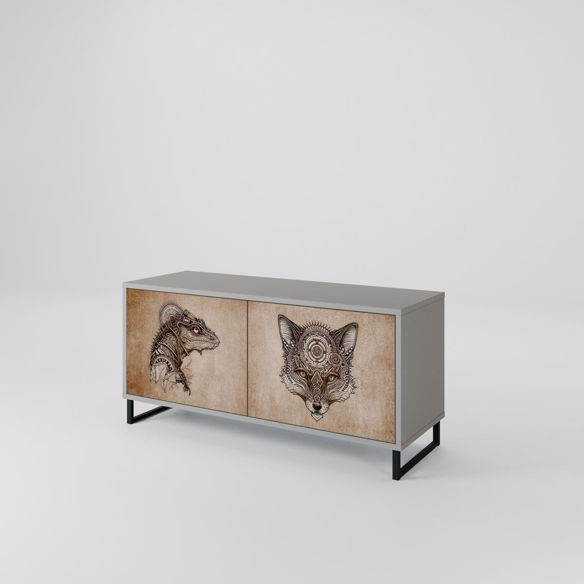 STEAMPUNK CLAN Móvel de TV Compacto de 2 Portas