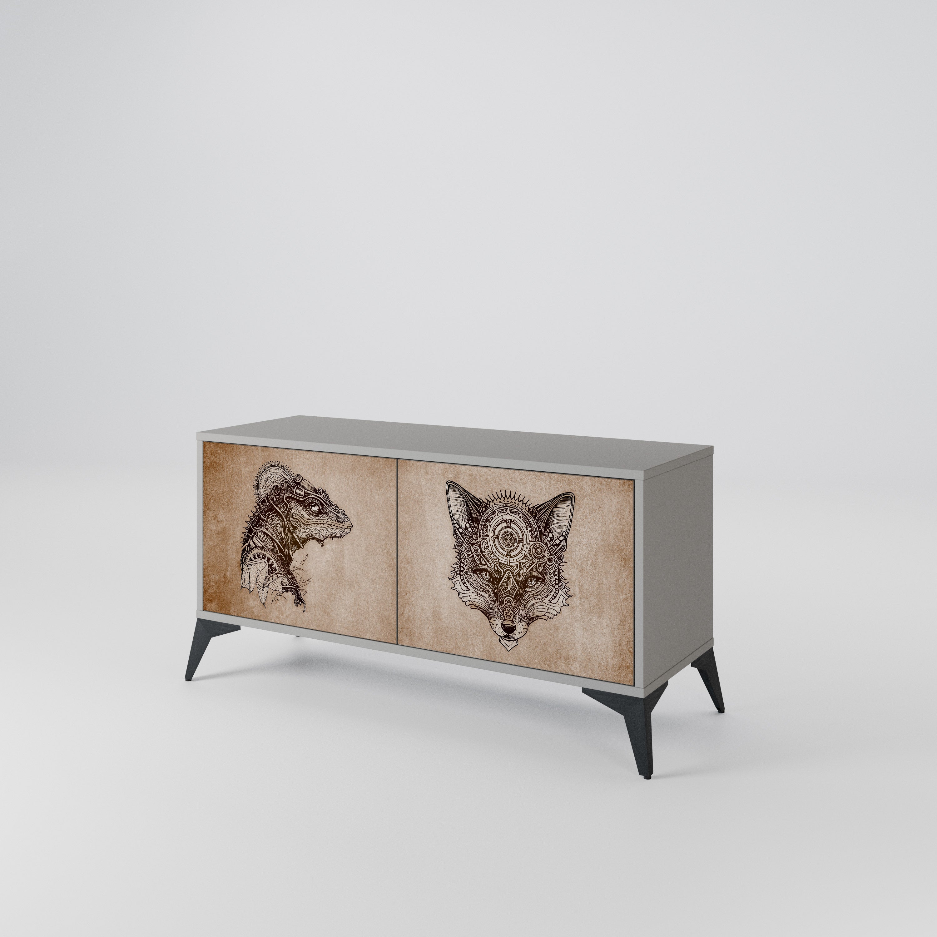 STEAMPUNK CLAN Móvel de TV Compacto de 2 Portas