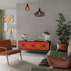 GEOMETRIC BRILLIANCE Móvel de TV com 3 Portas em Acabamento Preto