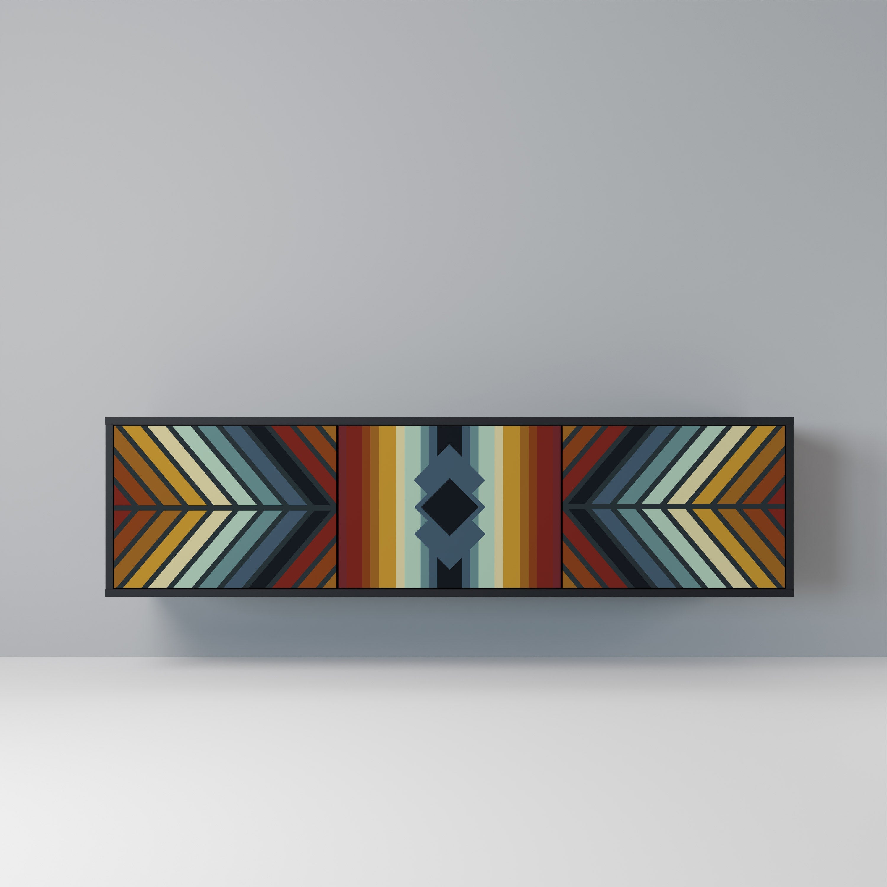 INDIGENOUS ZIGZAG Móvel de TV com 3 Portas em Acabamento Preto