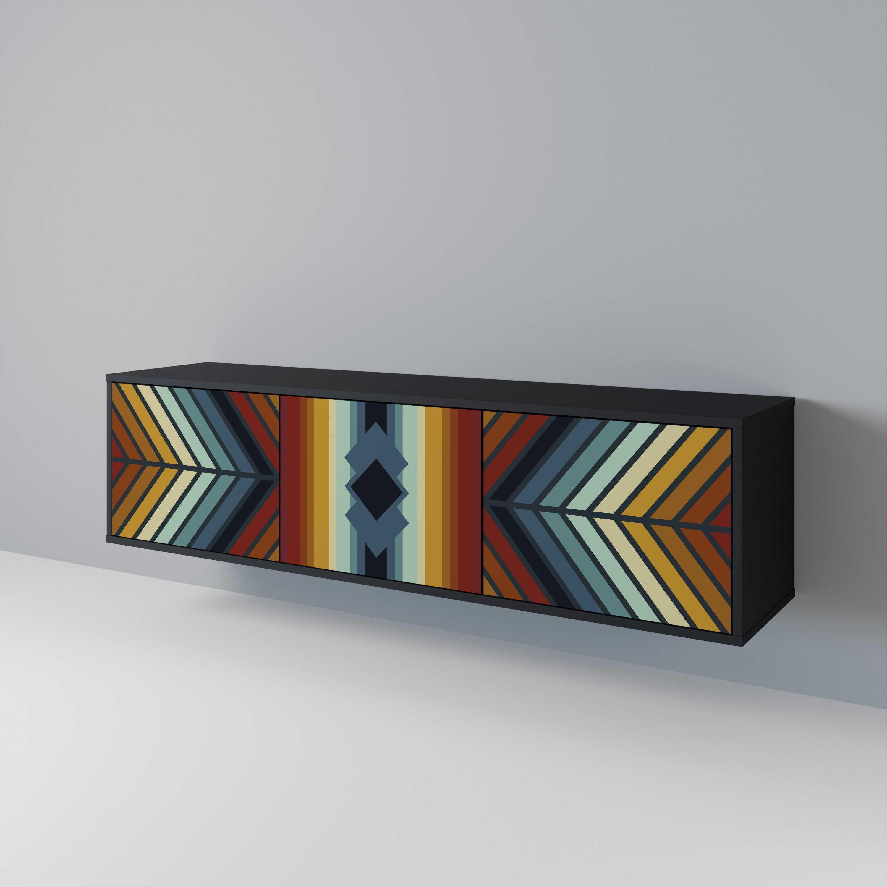 INDIGENOUS ZIGZAG Móvel de TV com 3 Portas em Acabamento Preto