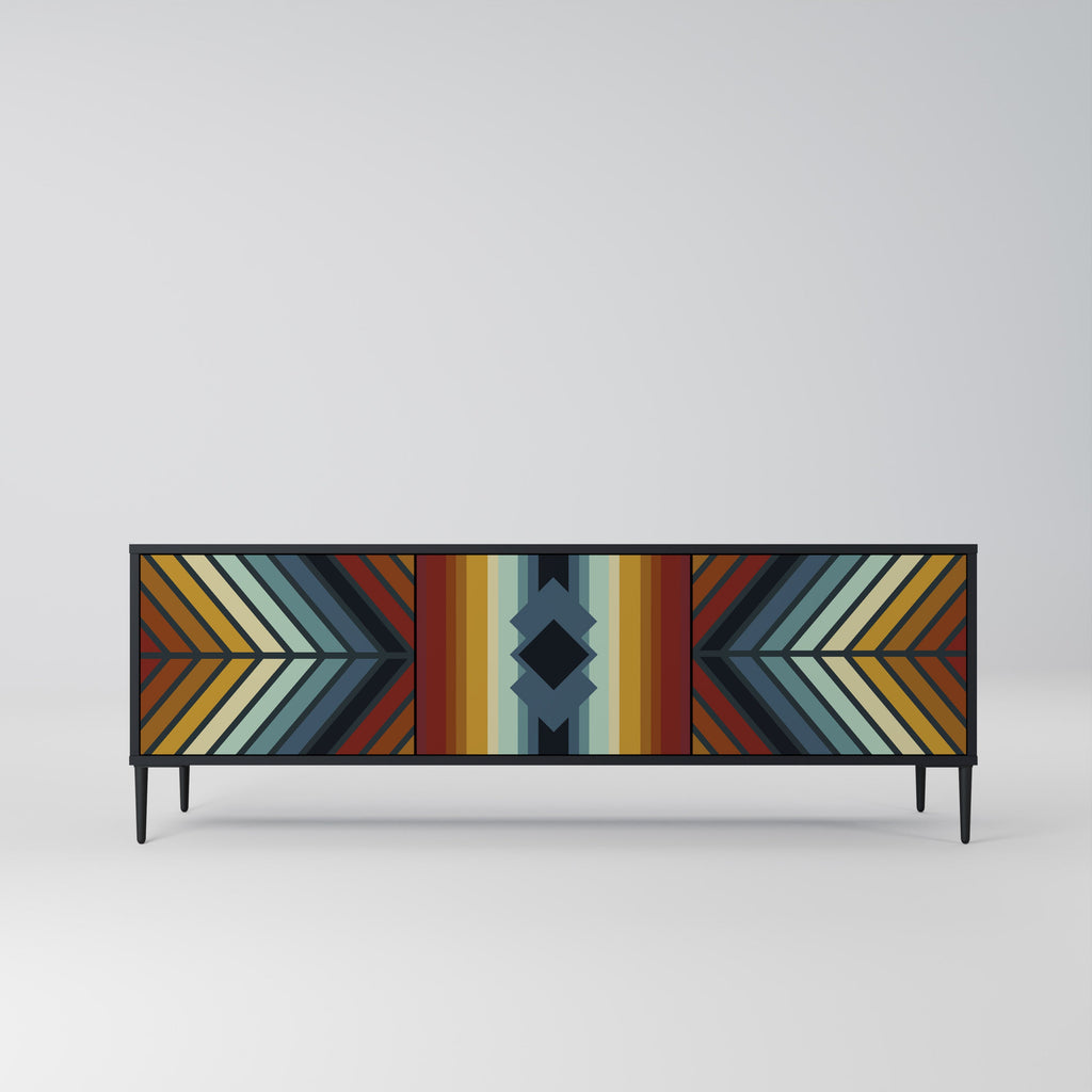 INDIGENOUS ZIGZAG Móvel de TV com 3 Portas em Acabamento Preto