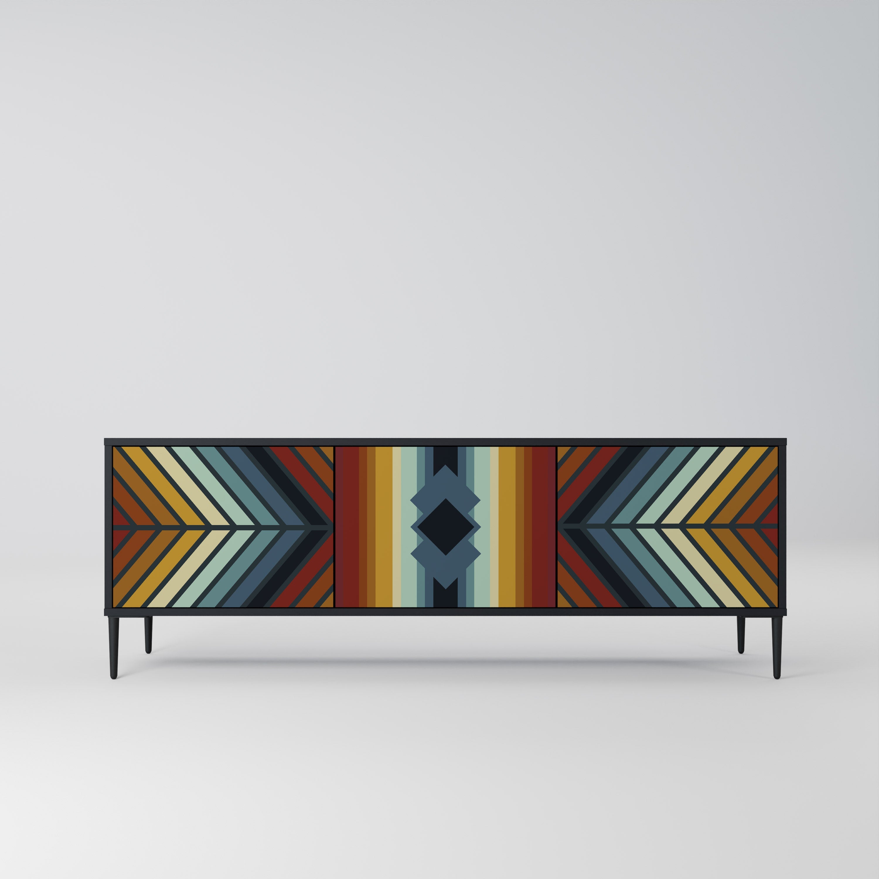 INDIGENOUS ZIGZAG Móvel de TV com 3 Portas em Acabamento Preto