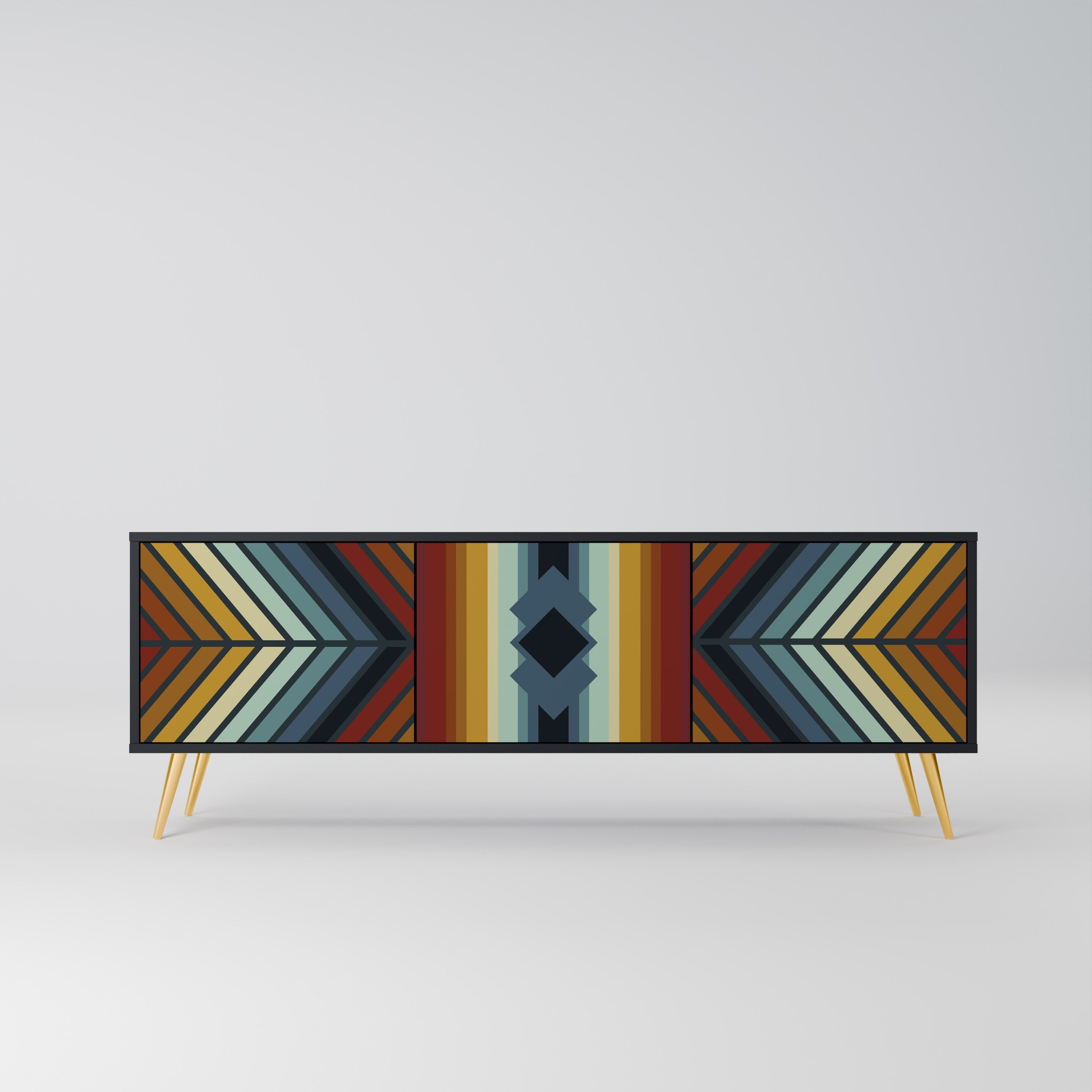 INDIGENOUS ZIGZAG Móvel de TV com 3 Portas em Acabamento Preto