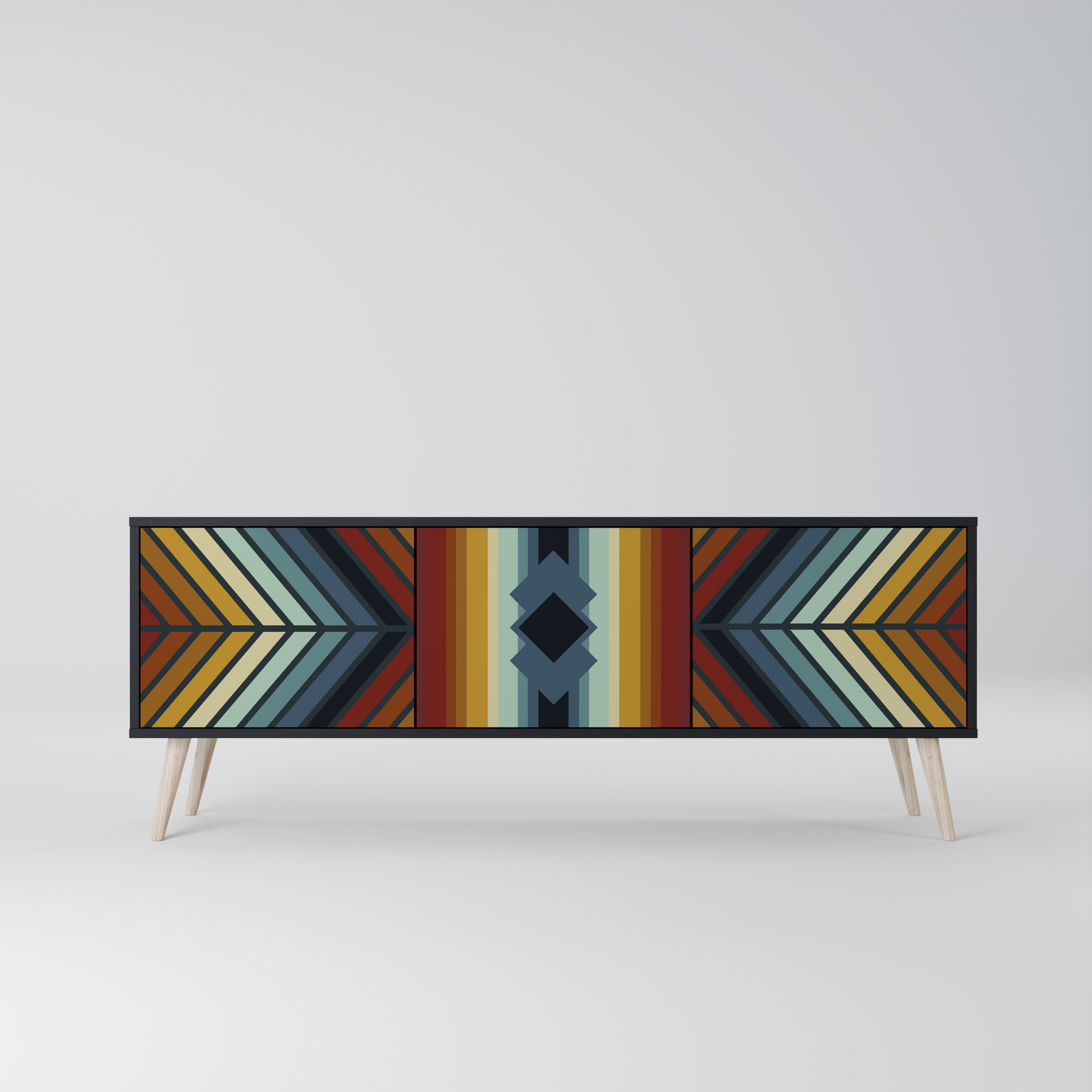 INDIGENOUS ZIGZAG Móvel de TV com 3 Portas em Acabamento Preto