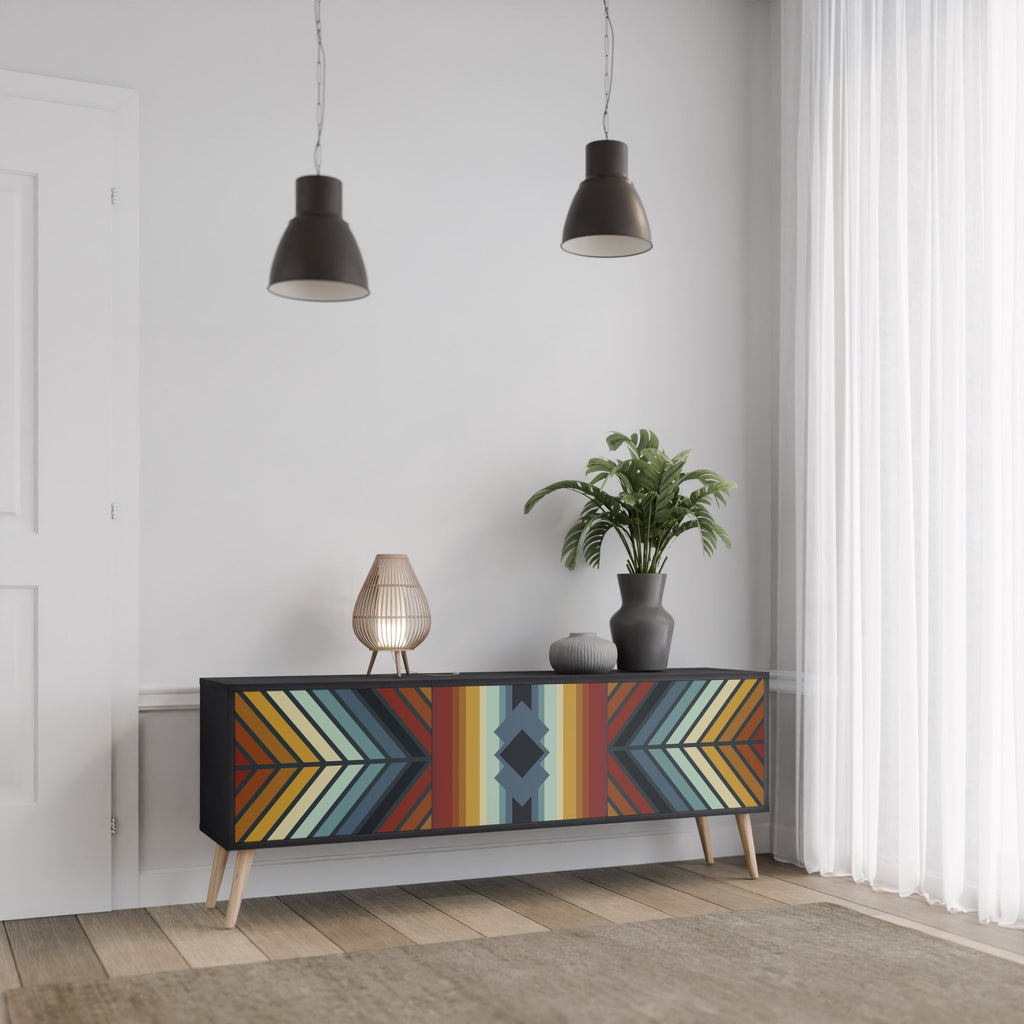 INDIGENOUS ZIGZAG Móvel de TV com 3 Portas em Acabamento Preto