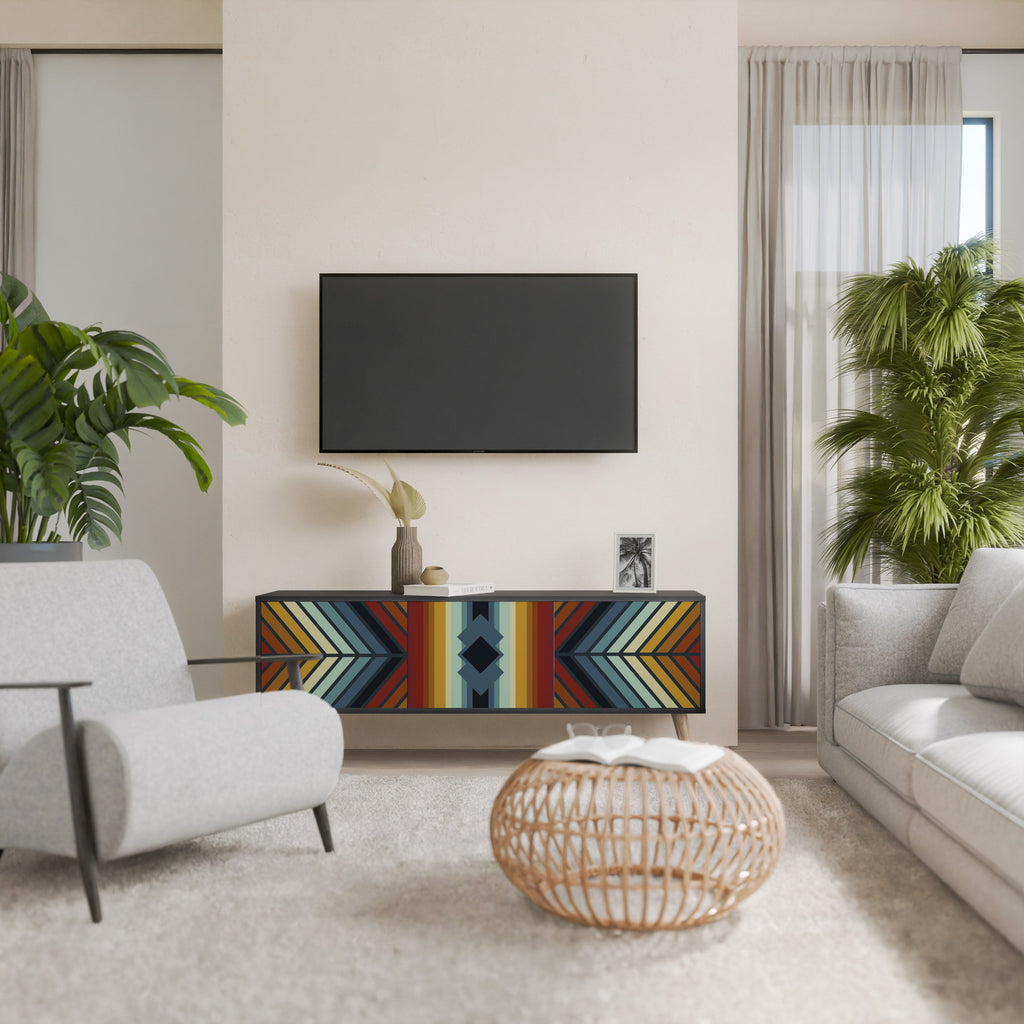 INDIGENOUS ZIGZAG Móvel de TV com 3 Portas em Acabamento Preto