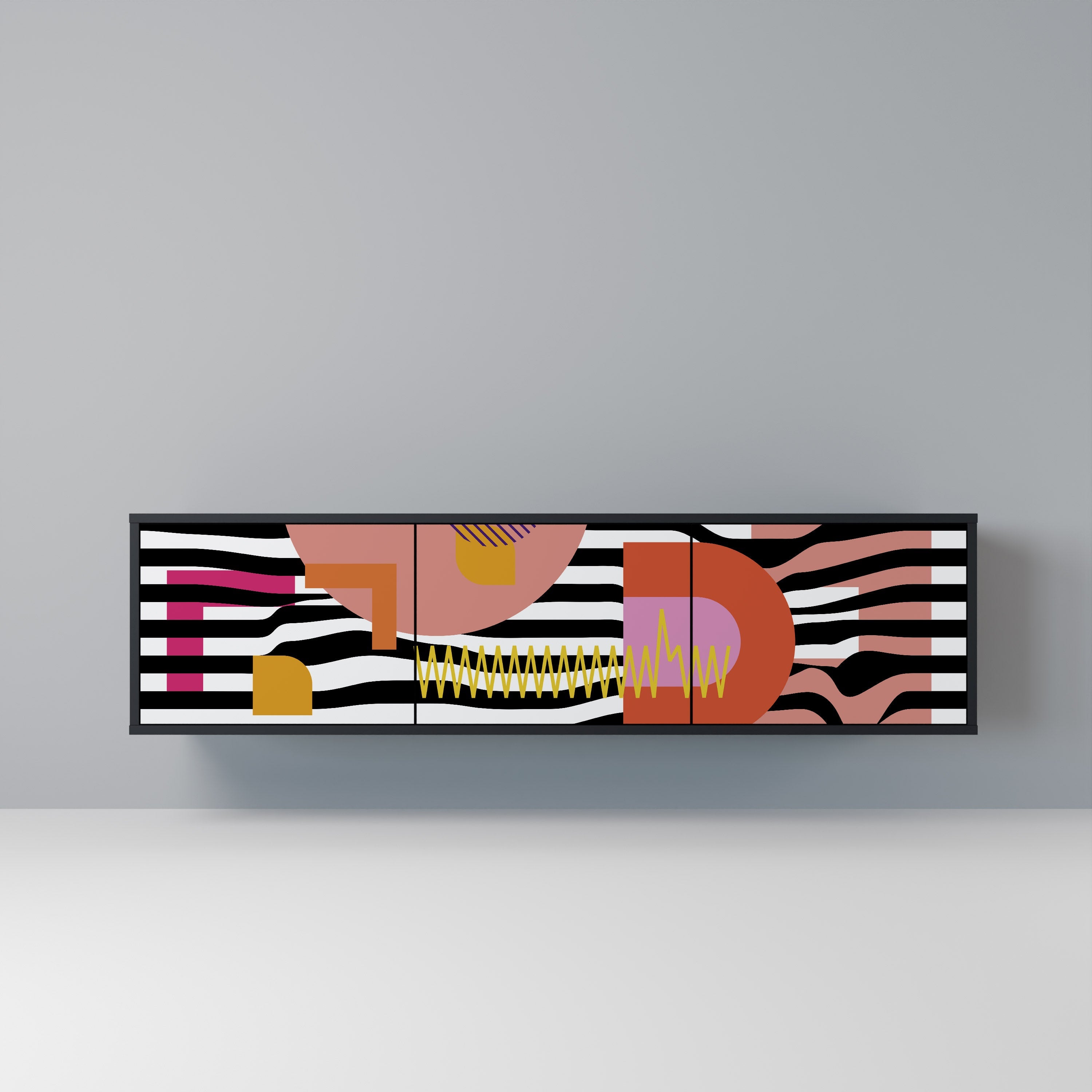 CHROMATIC ABSTRACT Móvel de TV com 3 Portas em Acabamento Preto