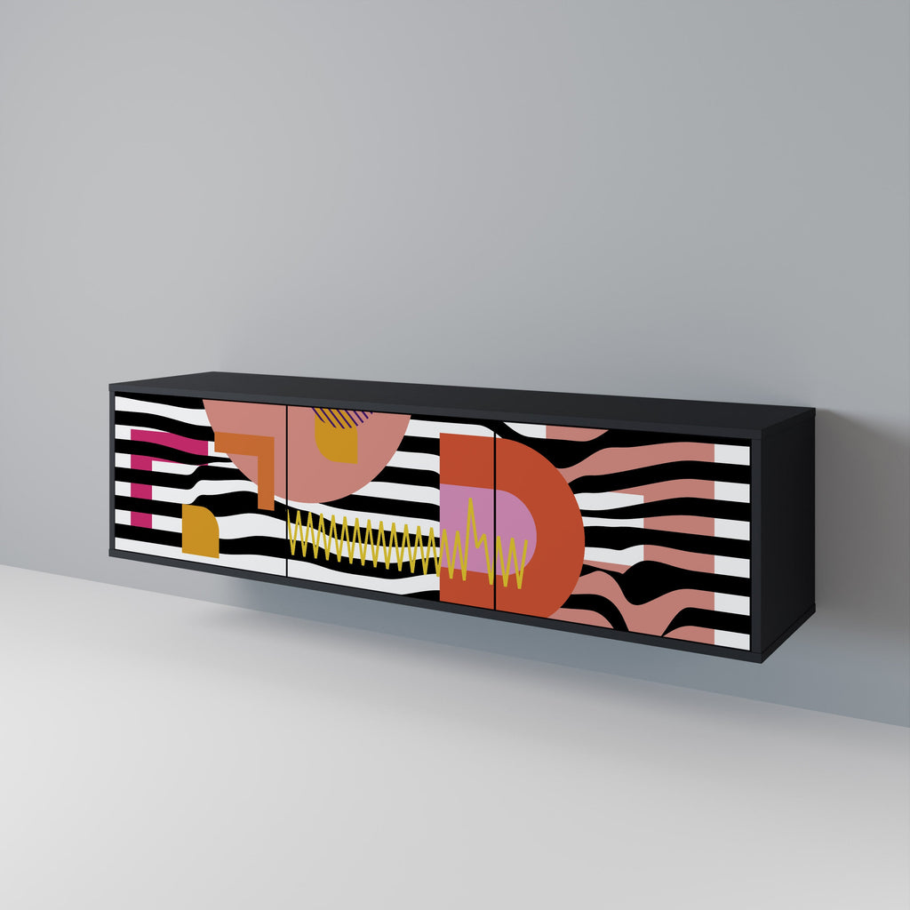 CHROMATIC ABSTRACT Móvel de TV com 3 Portas em Acabamento Preto