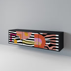 CHROMATIC ABSTRACT Móvel de TV com 3 Portas em Acabamento Preto