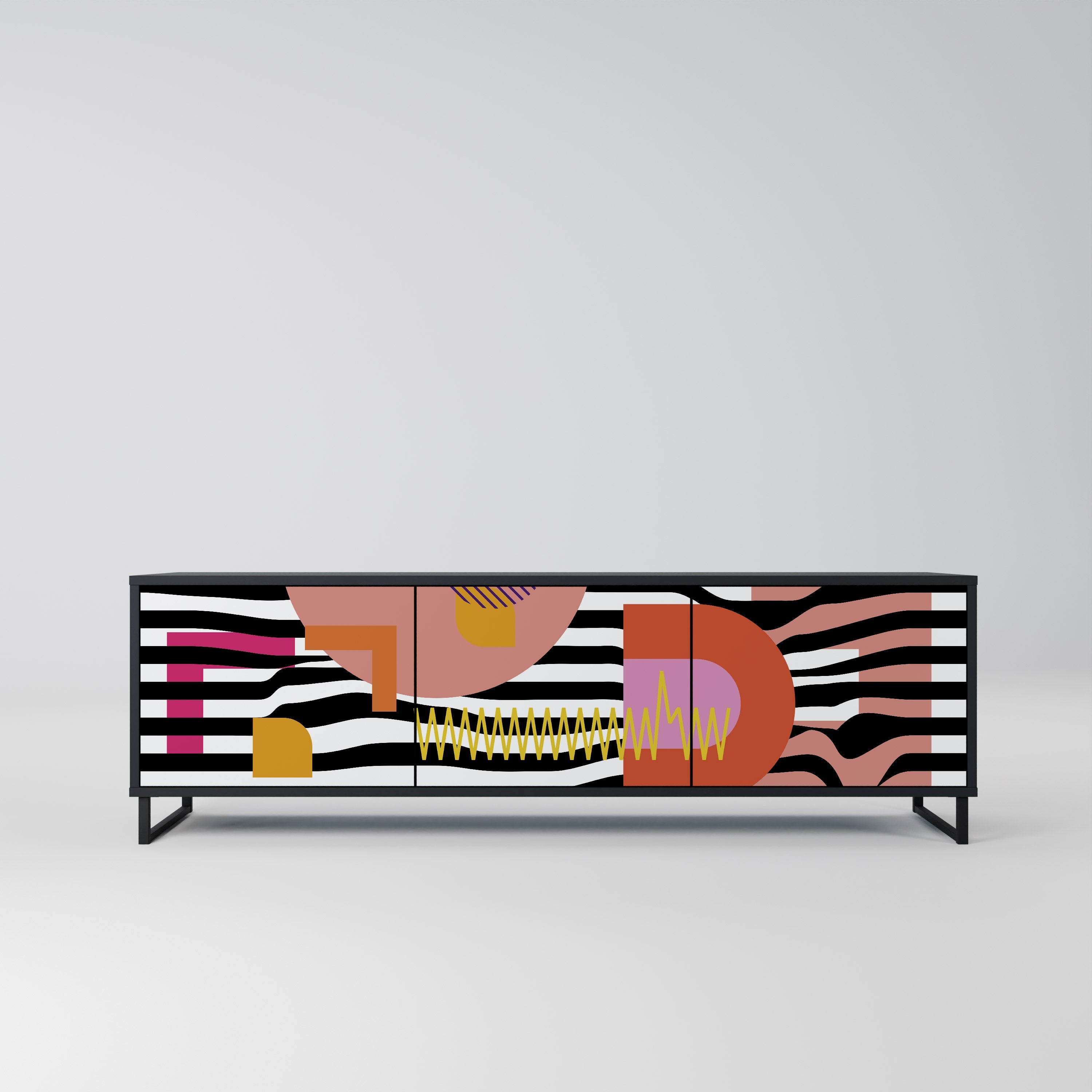 CHROMATIC ABSTRACT Móvel de TV com 3 Portas em Acabamento Preto