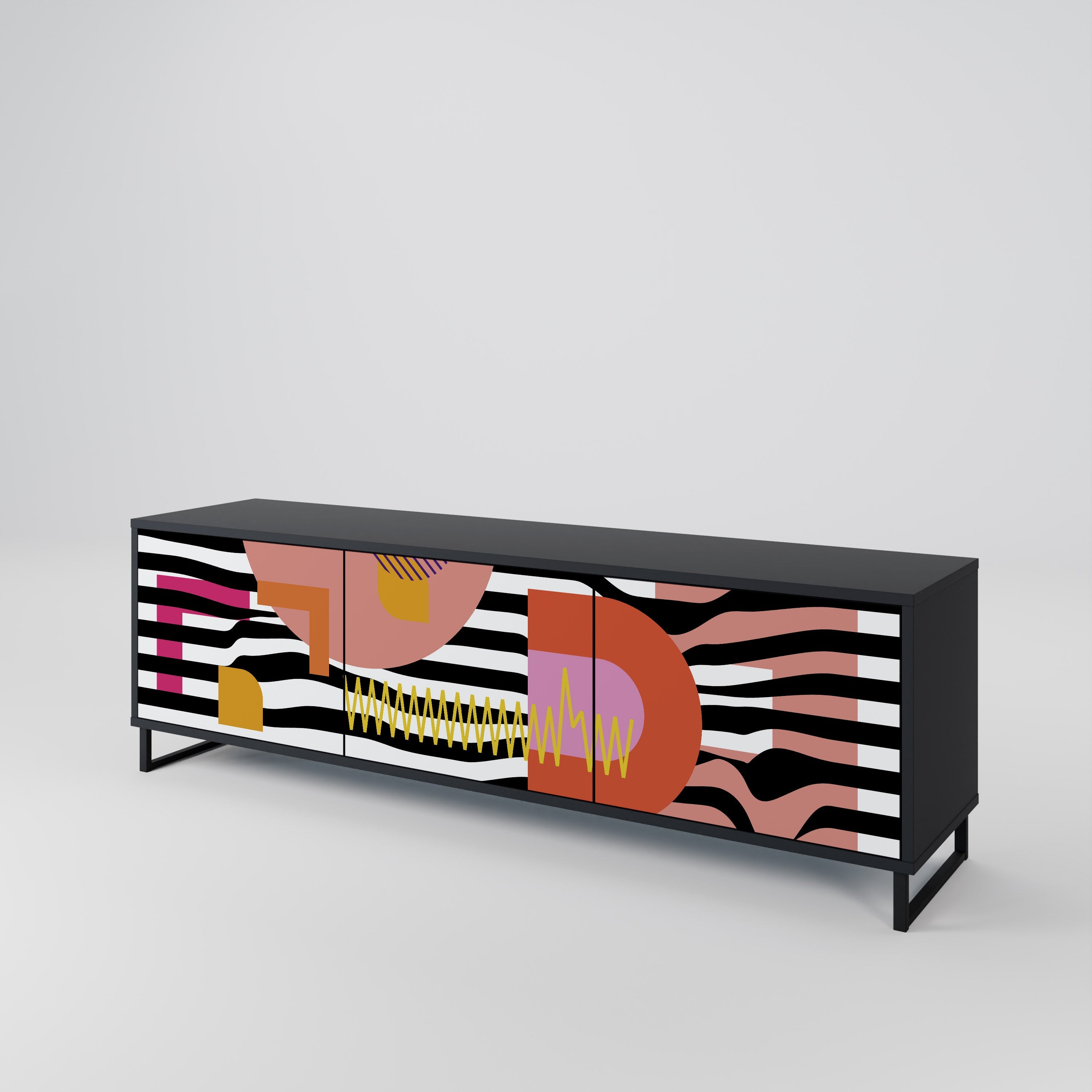 CHROMATIC ABSTRACT Móvel de TV com 3 Portas em Acabamento Preto