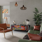 CHROMATIC ABSTRACT Móvel de TV com 3 Portas em Acabamento Preto