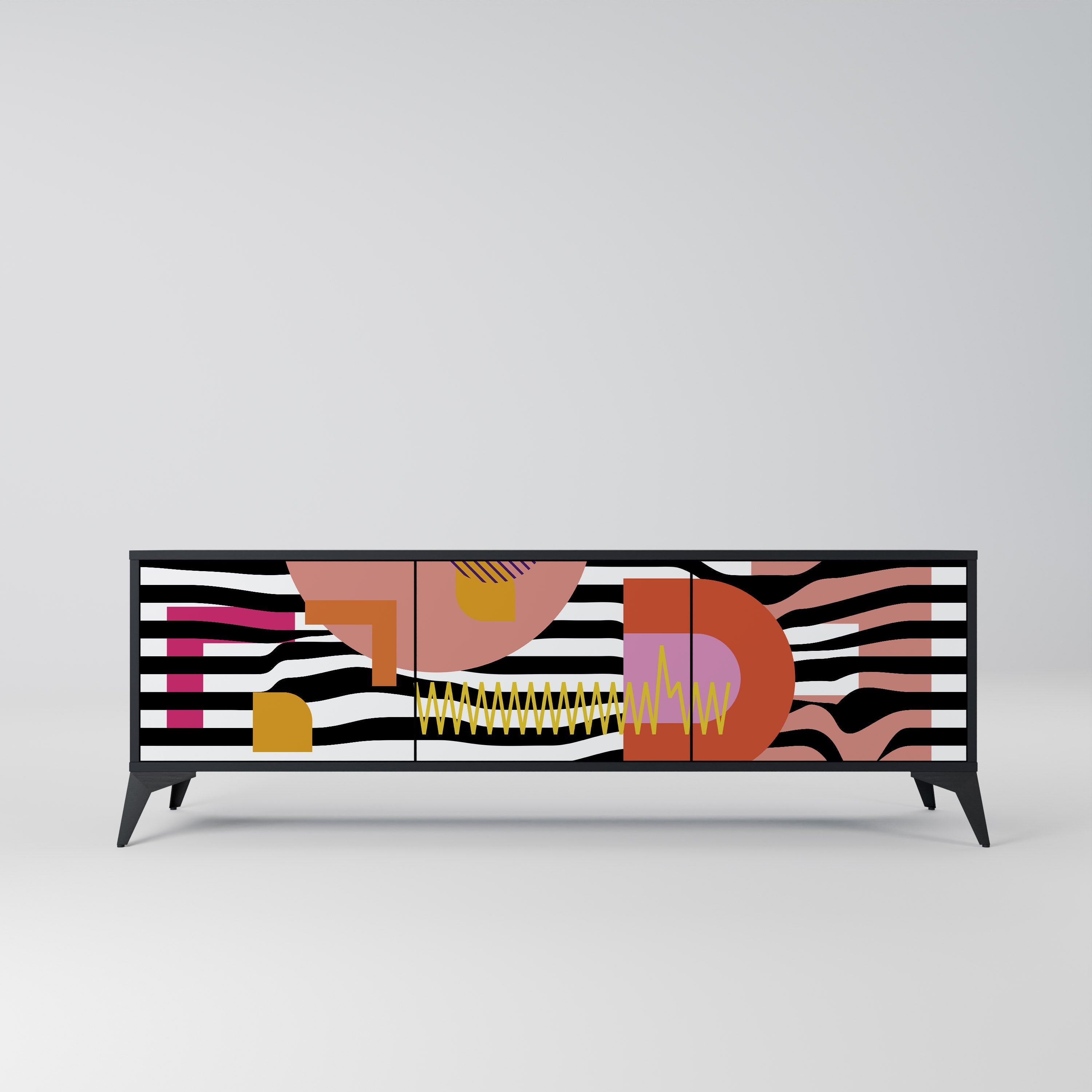 CHROMATIC ABSTRACT Móvel de TV com 3 Portas em Acabamento Preto